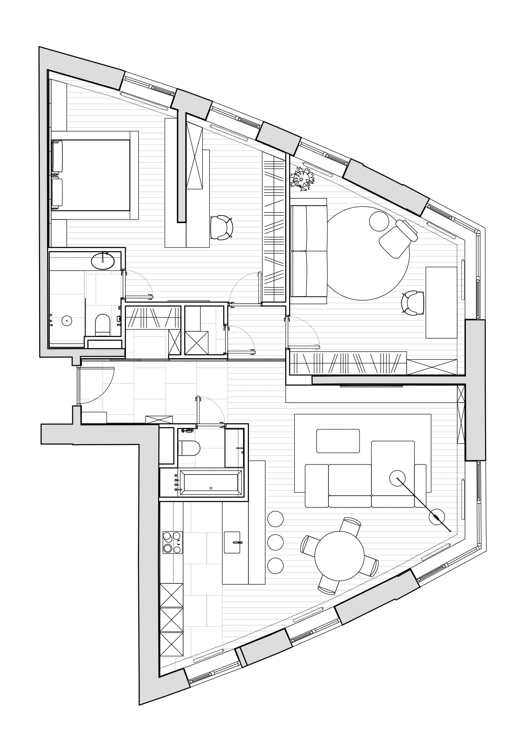 Apartment Floor Plan Kriliya Moscow Architectural floor plan of the Kriliya apartment layout in Moscow.
