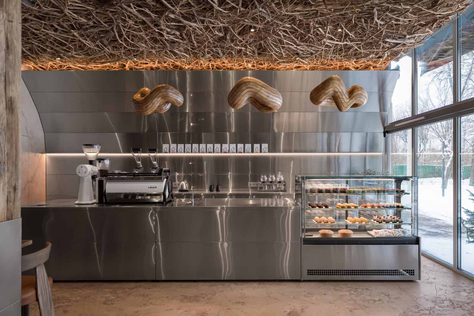 Coffee Shop Kovel Table Wood Grain Closeup Close-up of grainy wood detail on handcrafted coffee shop table