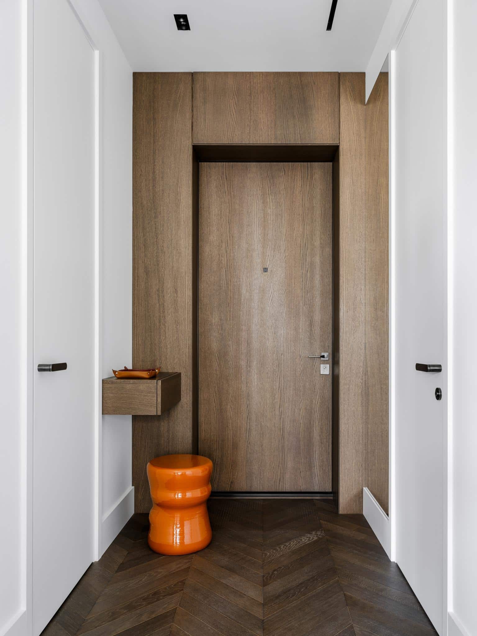 Contemporary Wood Paneled Entryway Contemporary wood paneled entryway.