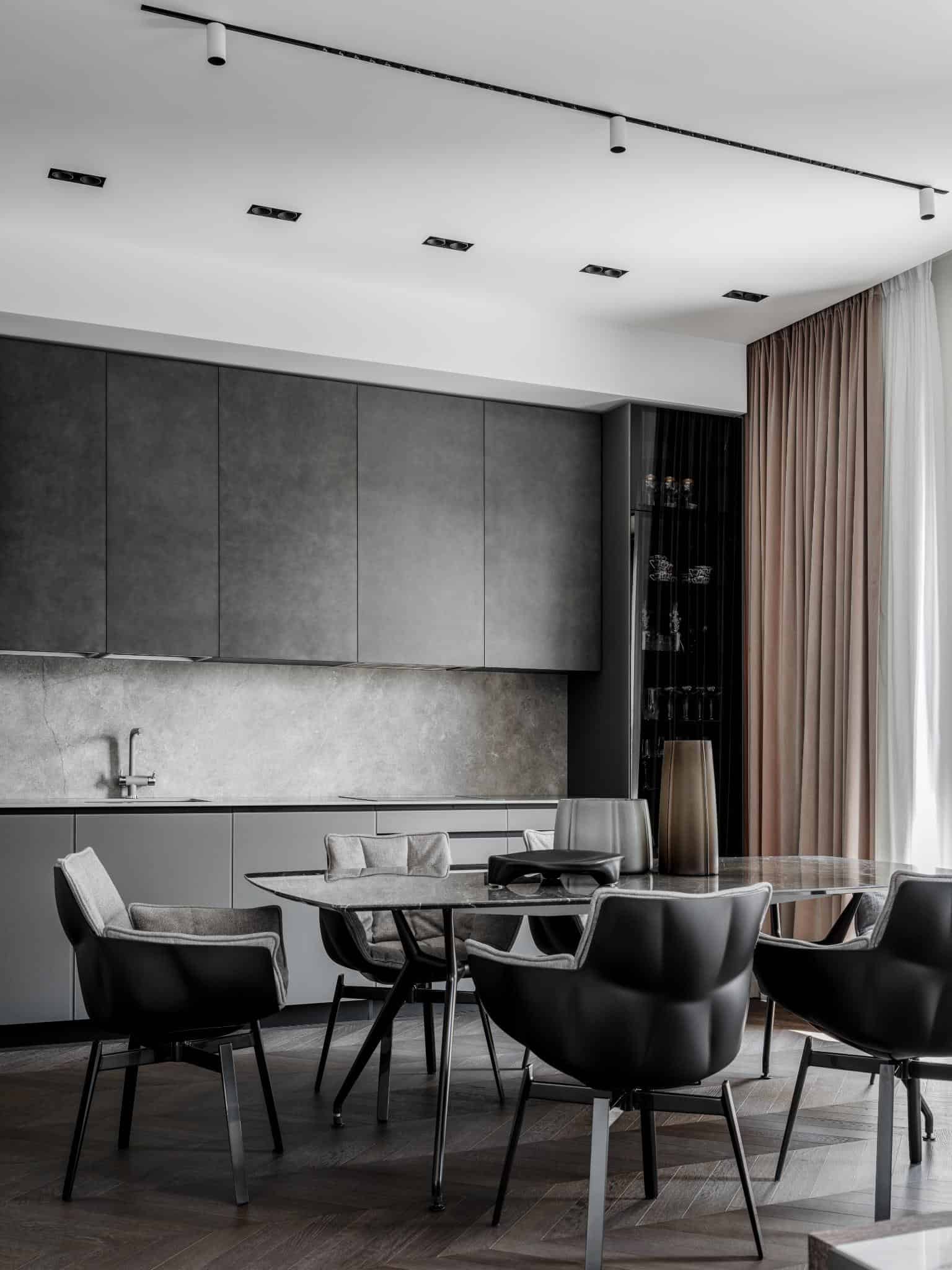 Dining Area With Natural Light And Curtains Dining area with natural light and curtains.