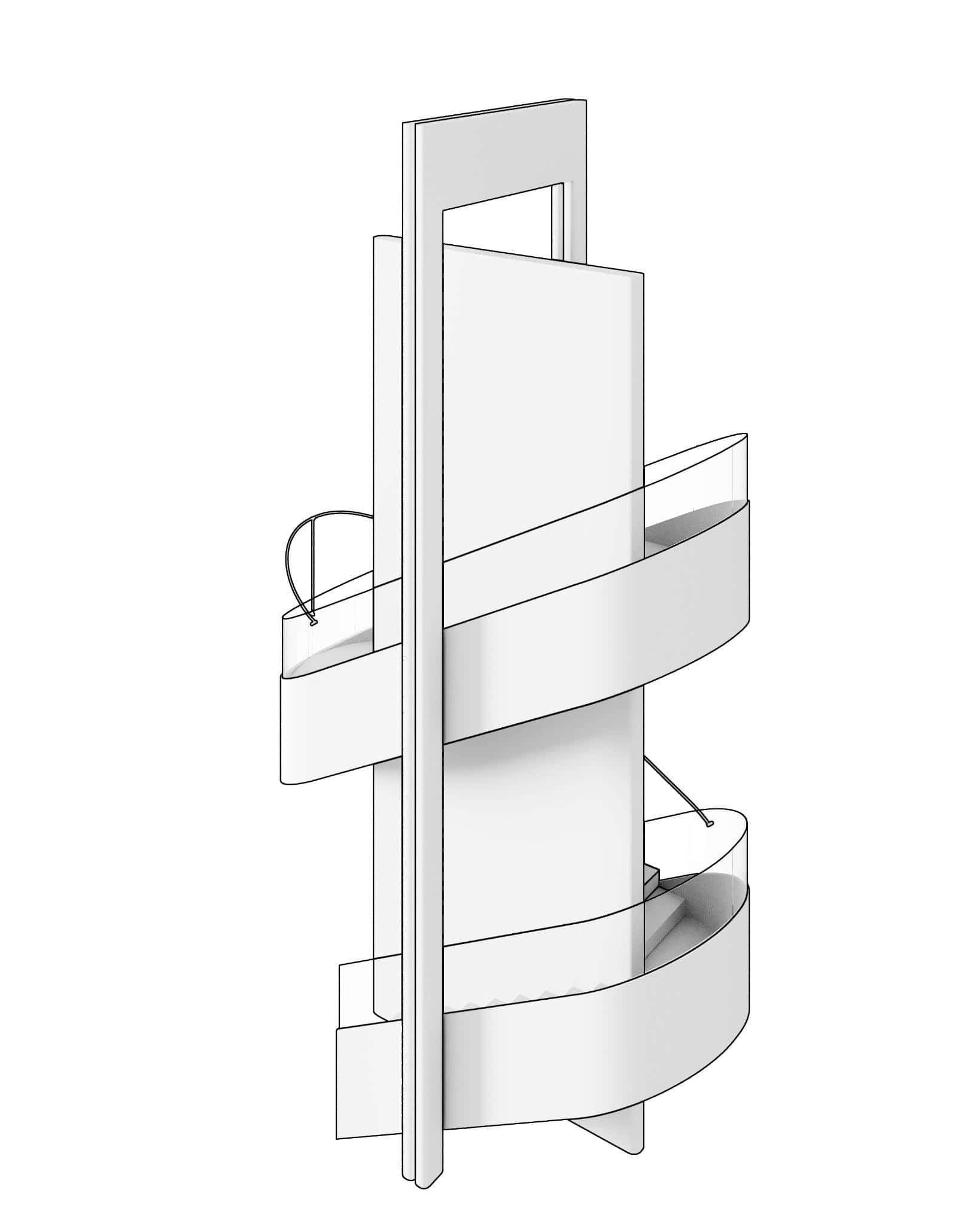 Staircase Axonometric Diagram Babayants Axonometric diagram showing spiraling staircase and its vertical circulation concept.