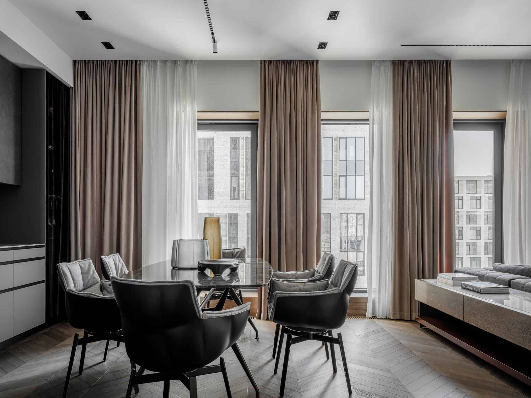 Sunlit Dining Space With Modern Furniture Sunlit dining space with modern furniture.