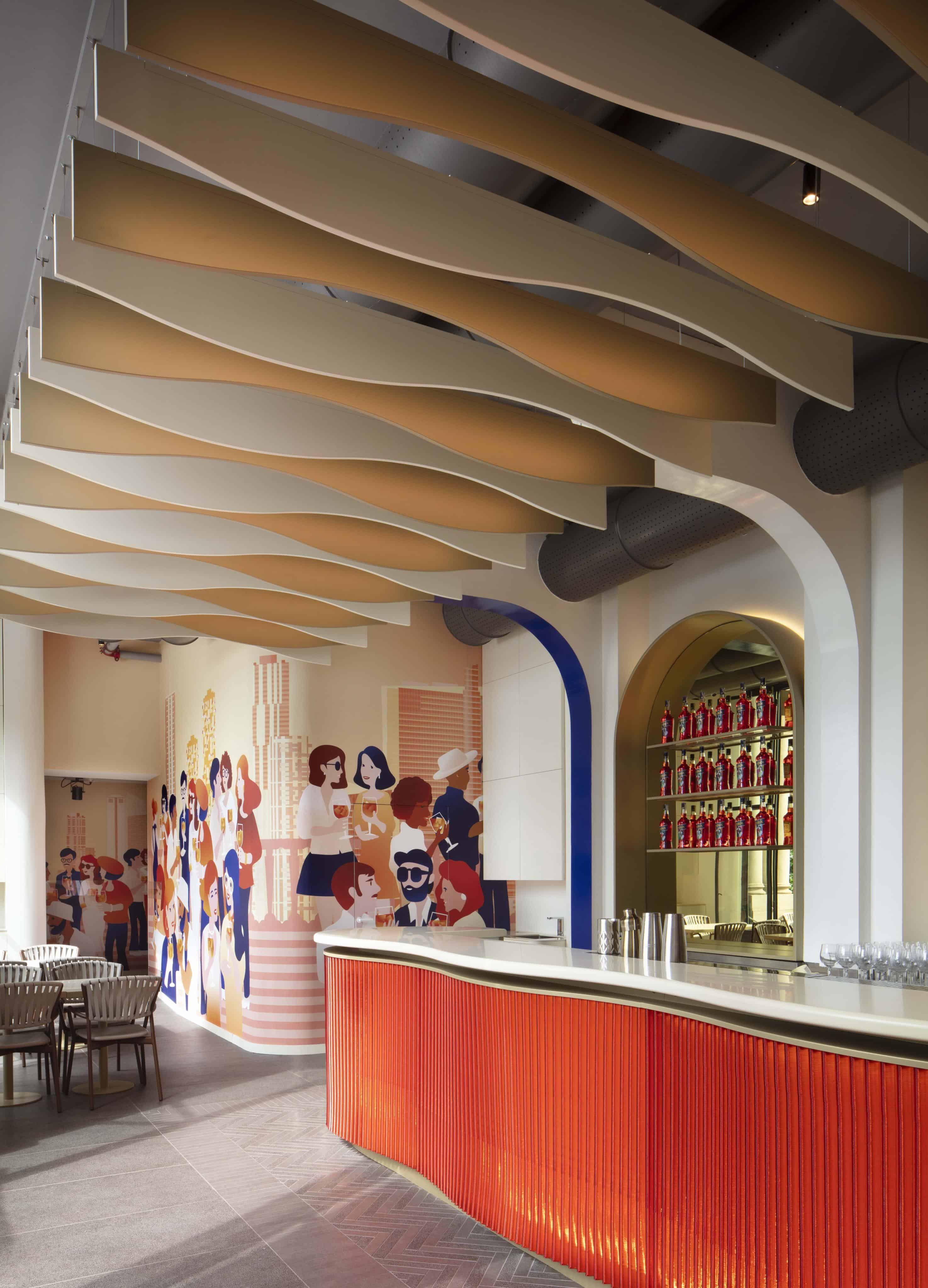 Terrazza Aperol Milano Bar Ceiling Waves Close Terrazza Aperol Milano Bar Ceiling Waves Close