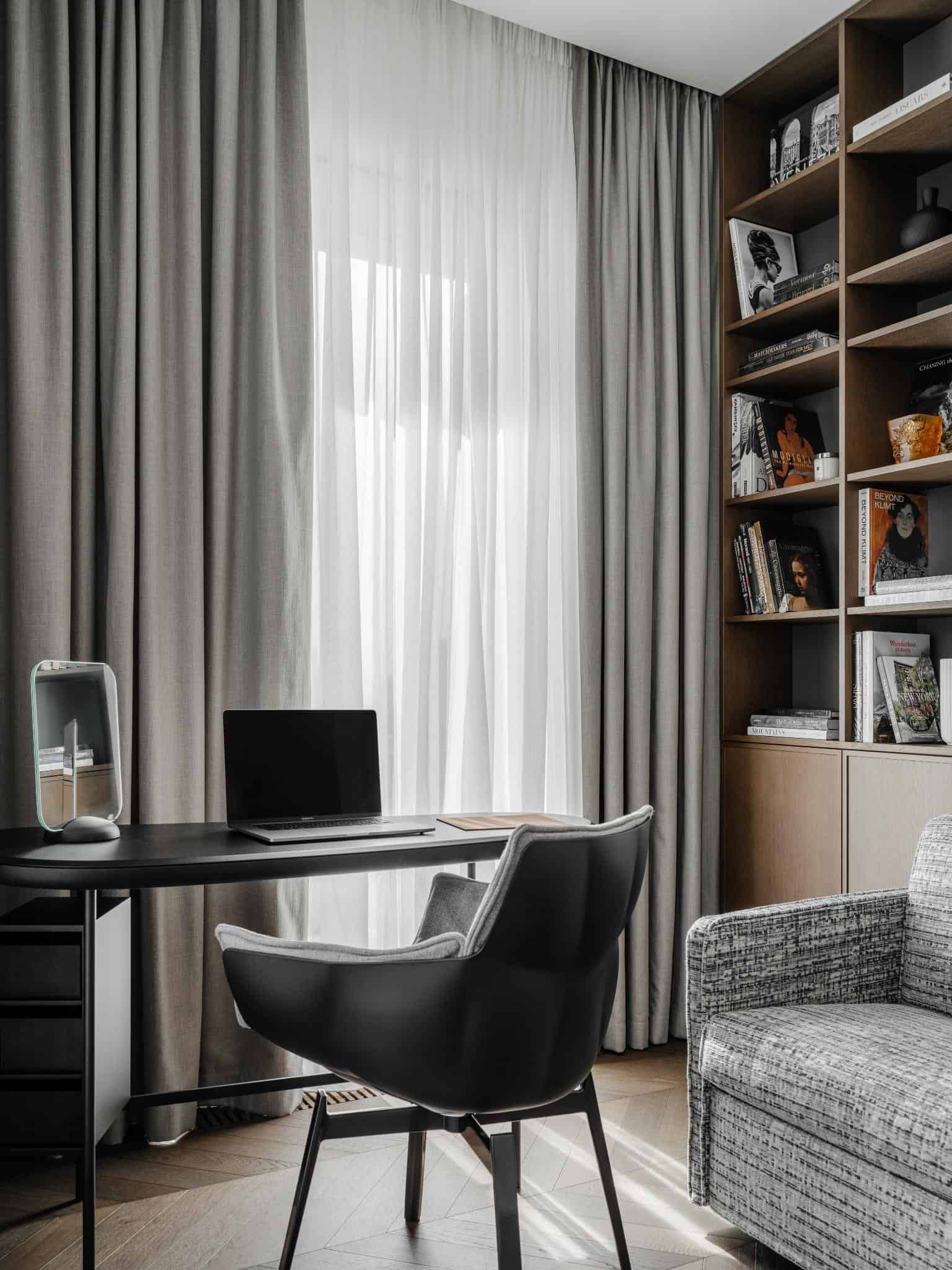 Workspace With Natural Light And Shelves Workspace with natural light and shelves.