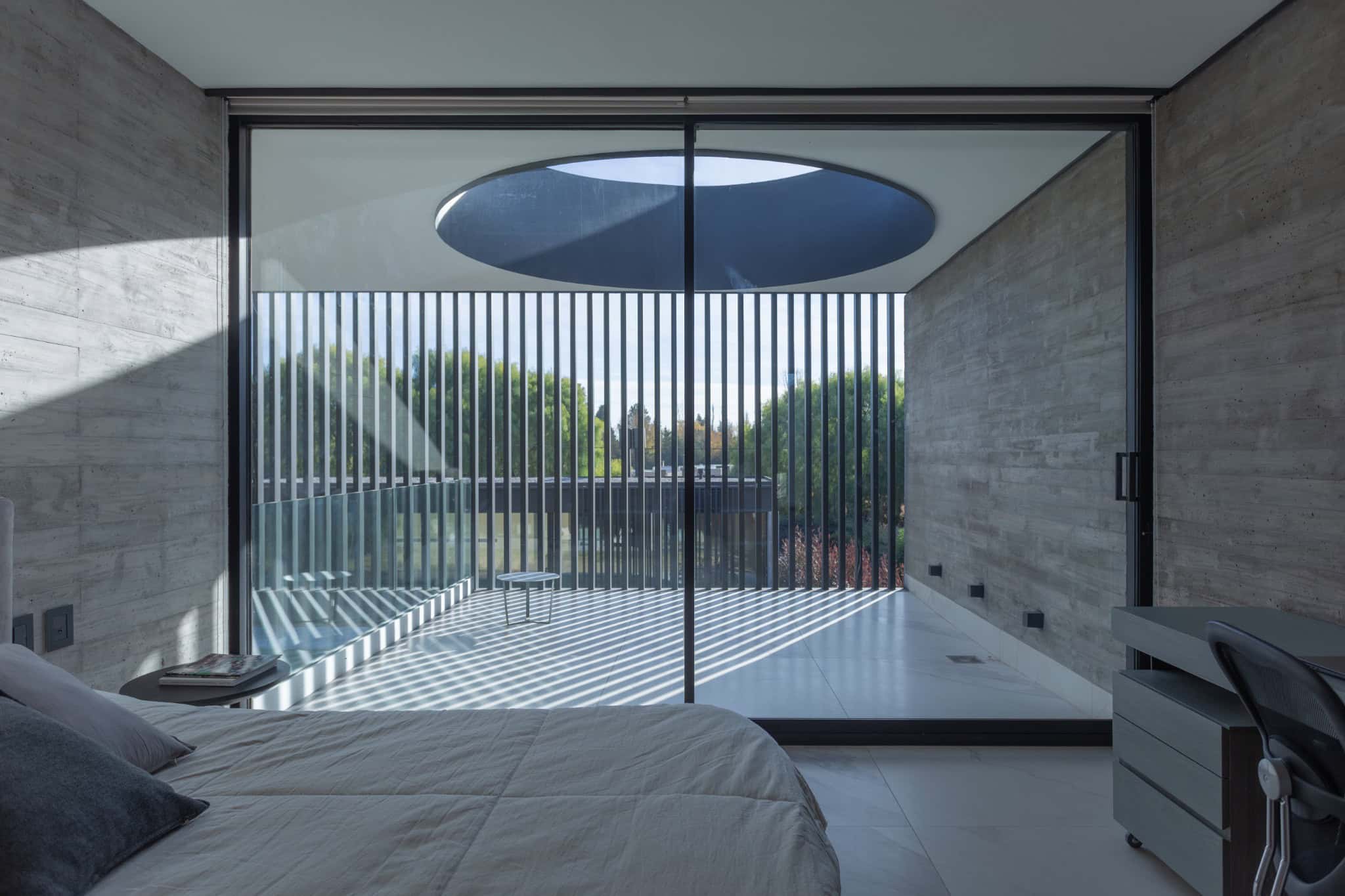 Bedroom Terrace With Circular Skylight A4Estudio Casa EE by A4estudio - Bedroom terrace with circular skylight a4estudio