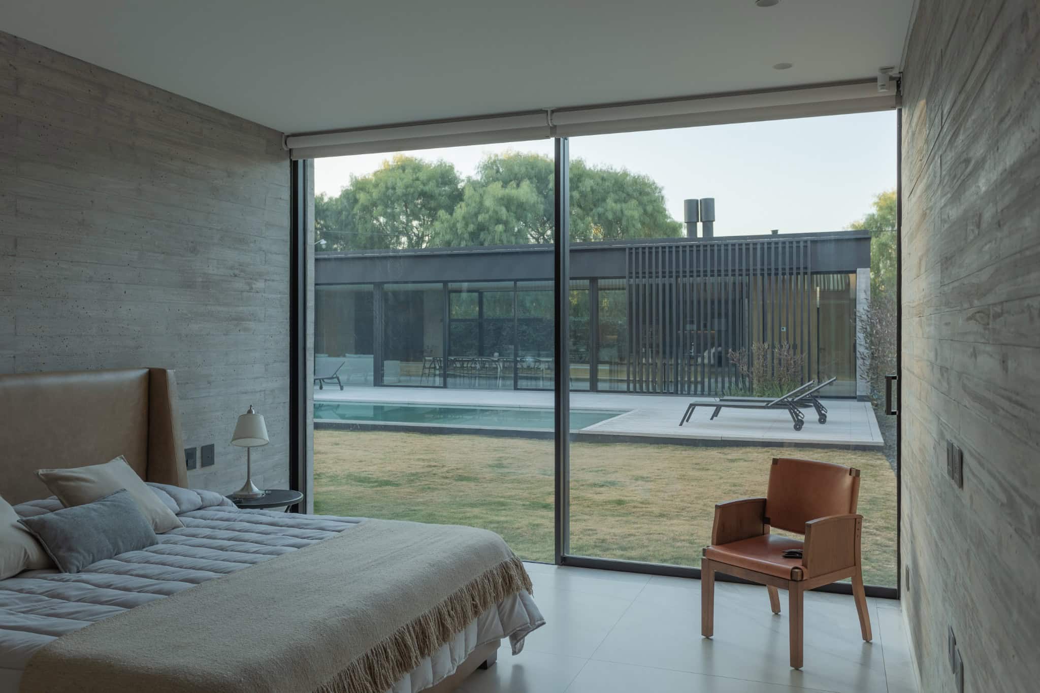 Bedroom With View To Modern Pool A4Estudio Casa EE by A4estudio - Bedroom with view to modern pool a4estudio