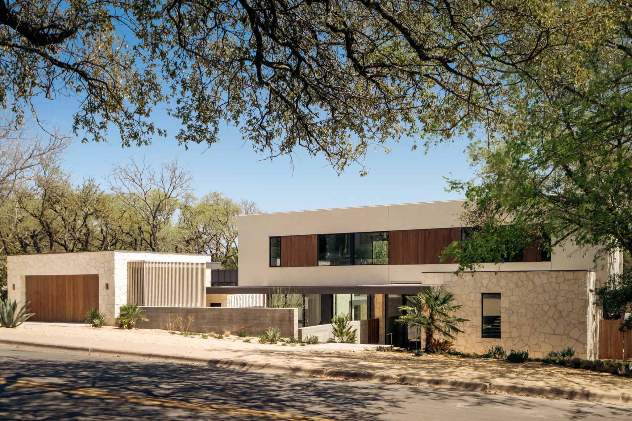 Casa Solis Angular Street Side Exterior Angled street-side view of Casa Solis emphasizing its modern geometric form.