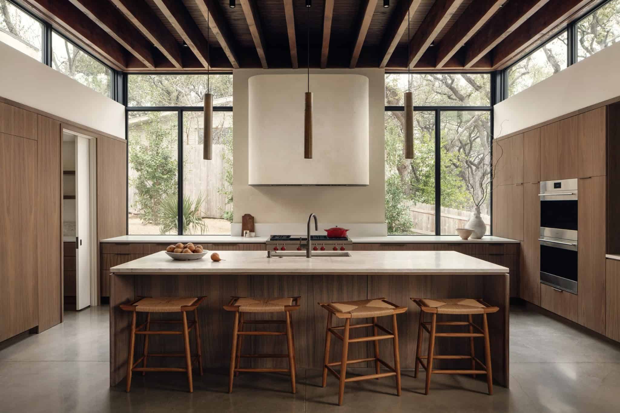 Casa Solis Bedroom with Sheer Curtains and View Serene bedroom at Casa Solis with floor-to-ceiling windows and soft curtains.