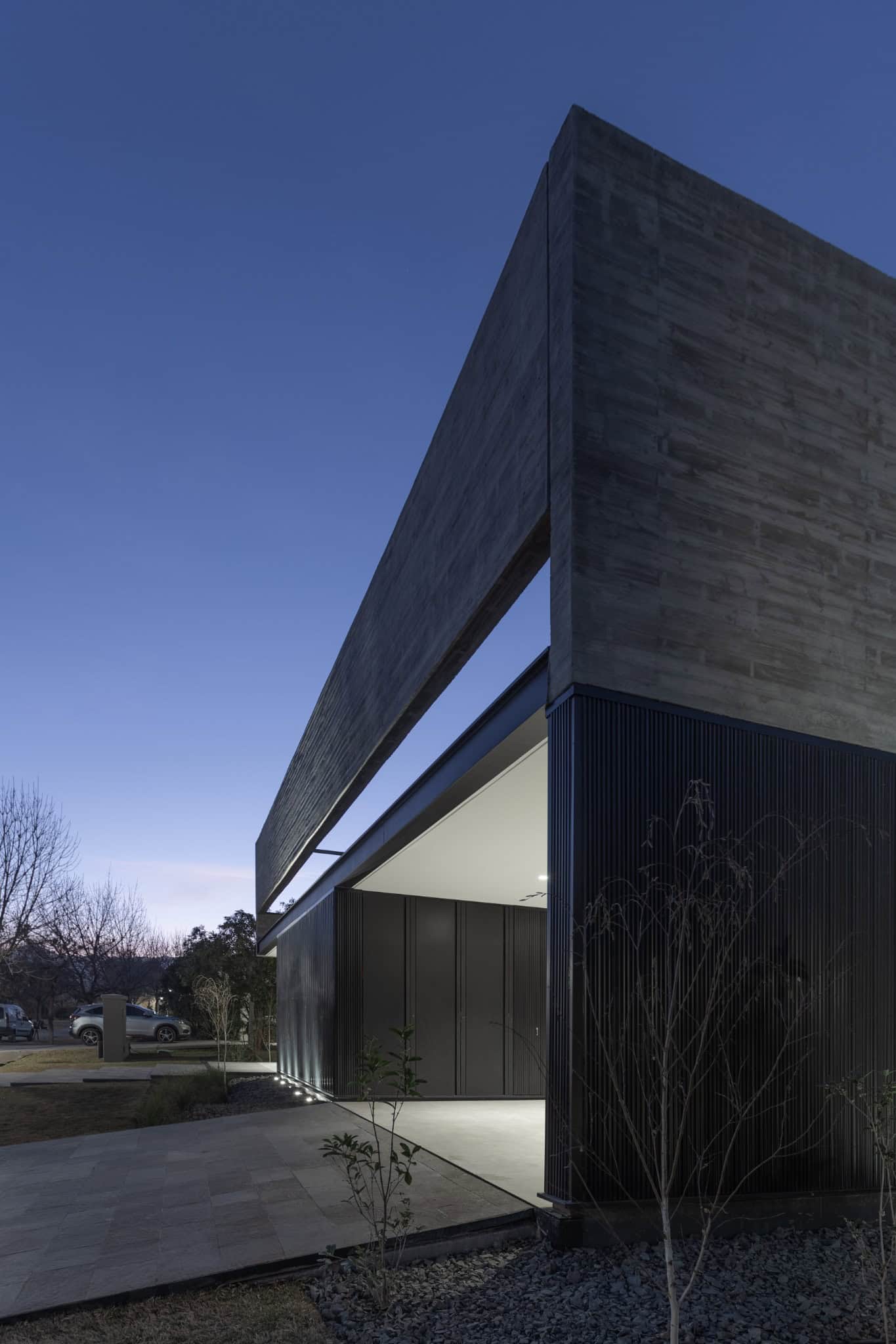 Corner Perspective Night Façade A4Estudio Casa EE by A4estudio - Corner perspective night façade a4estudio