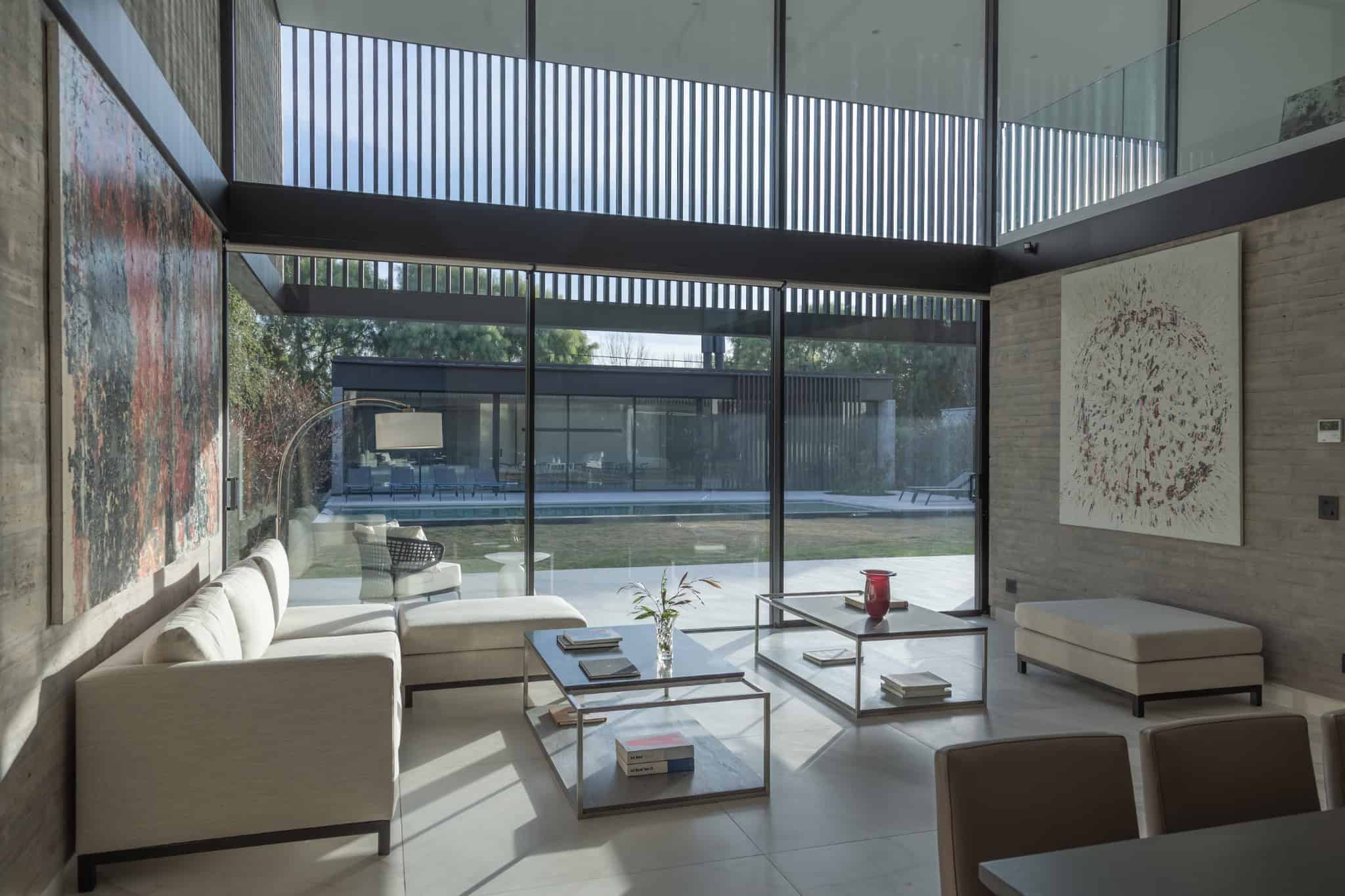 Double Height Living Room With Art A4Estudio Casa EE by A4estudio - Double height living room with art a4estudio