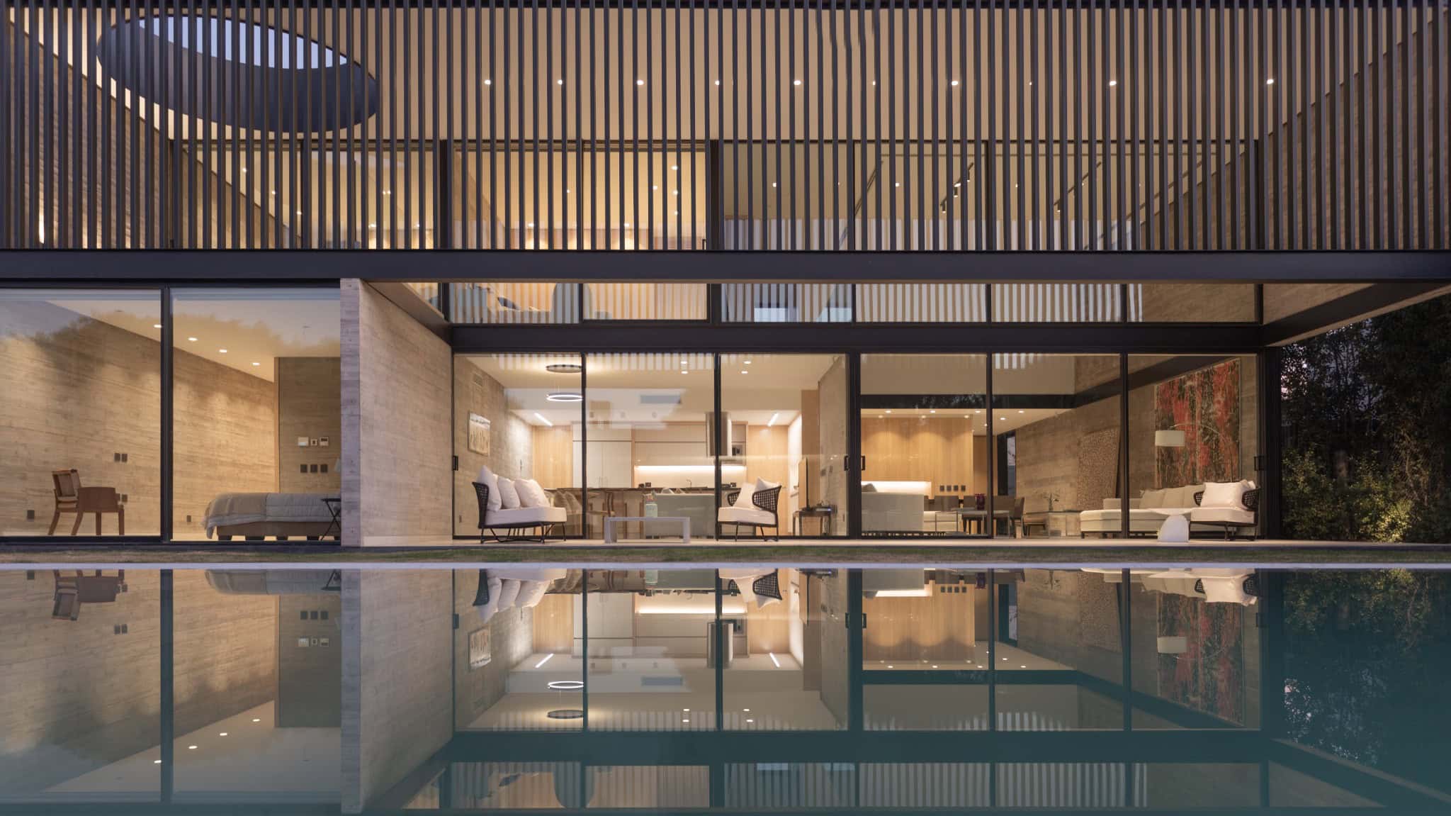 Façade At Night Full Reflection A4Estudio Casa EE by A4estudio - Façade at night full reflection a4estudio