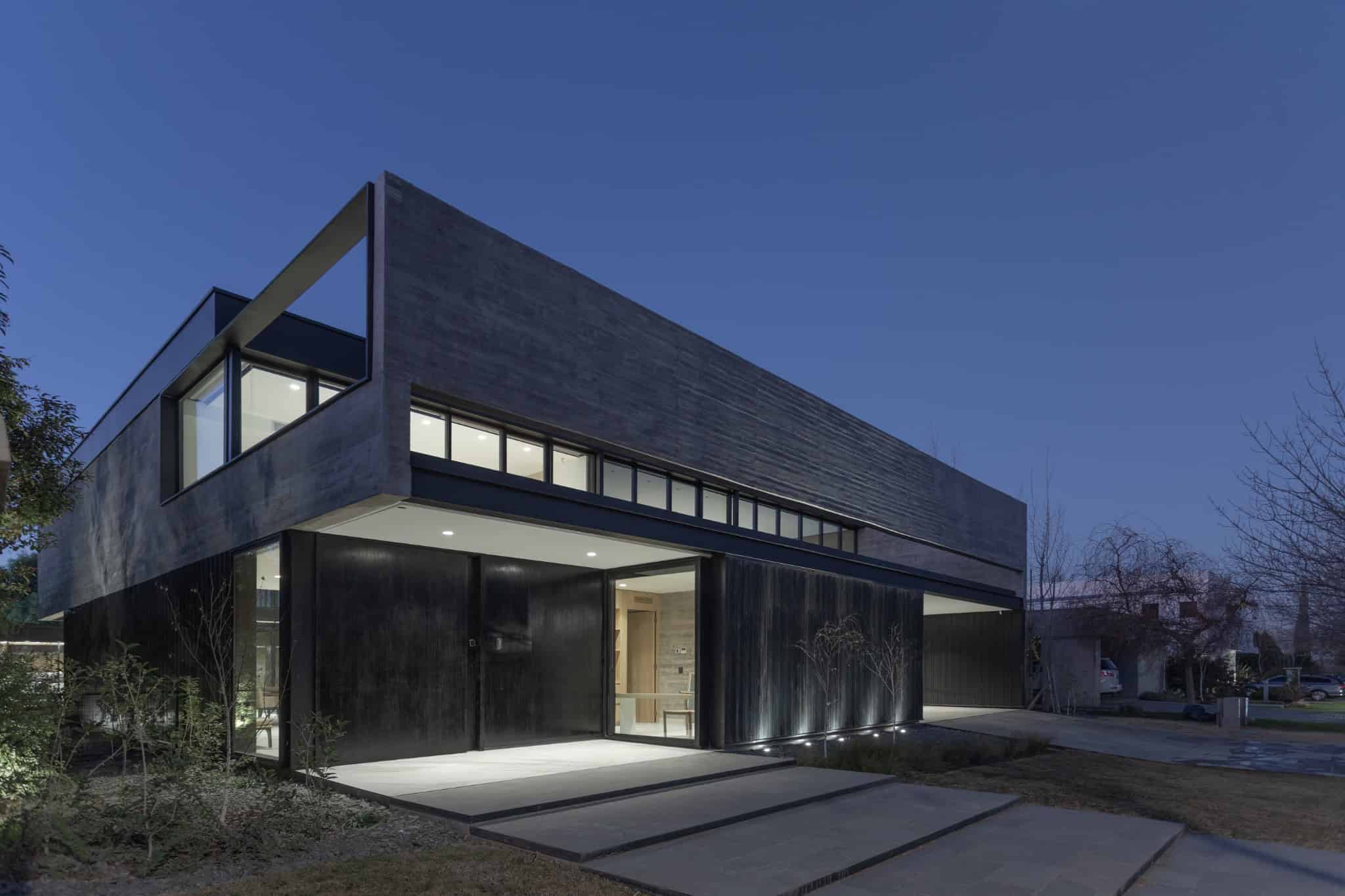 Front Corner Night Lighting Detail A4Estudio Casa EE by A4estudio - Front corner night lighting detail a4estudio