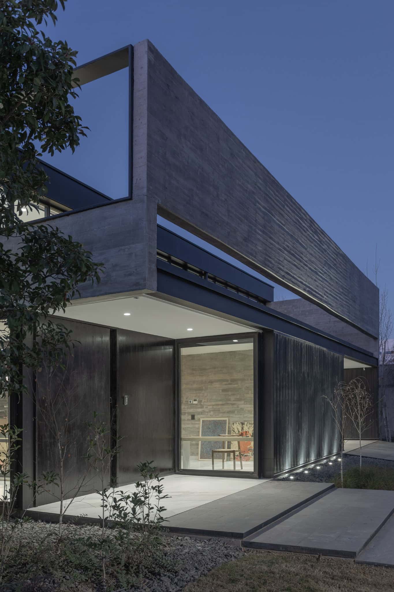 Front Façade Entryway Evening A4Estudio Casa EE by A4estudio - Front façade entryway evening a4estudio