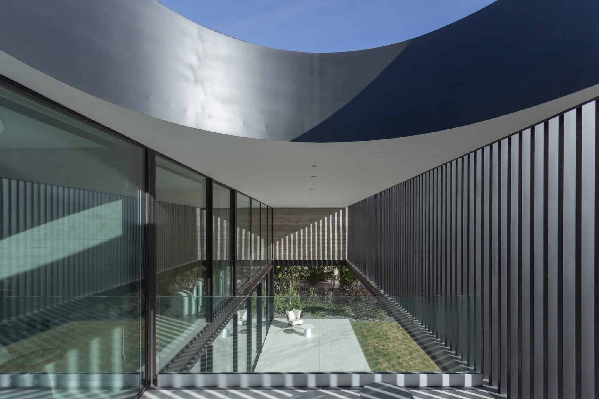 Interior Courtyard View Curved Skylight A4Estudio Casa EE by A4estudio - Interior courtyard view curved skylight a4estudio