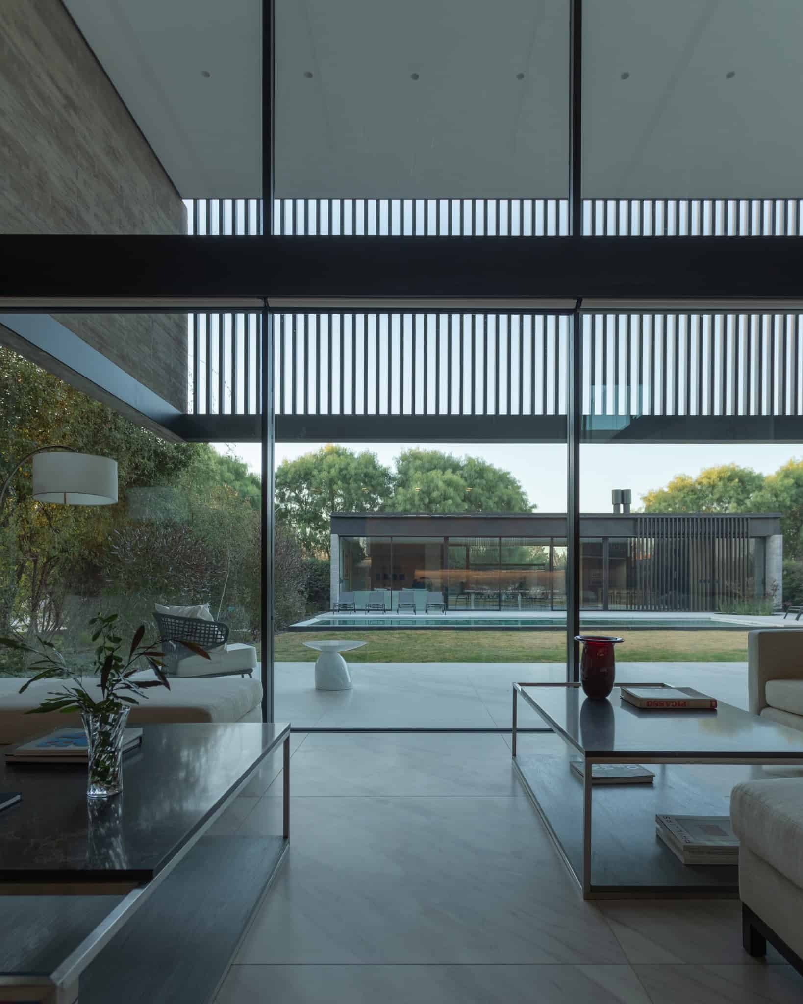 Living Room Pool View And Exterior A4Estudio Casa EE by A4estudio - Living room pool view and exterior a4estudio