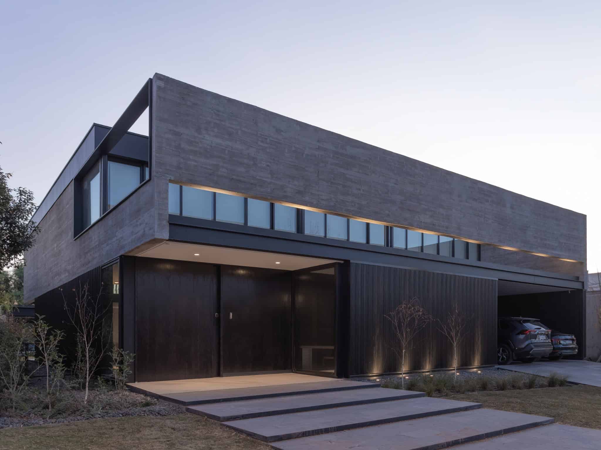 Modern Concrete House Façade Evening A4Estudio Casa EE by A4estudio - Modern concrete house façade evening a4estudio