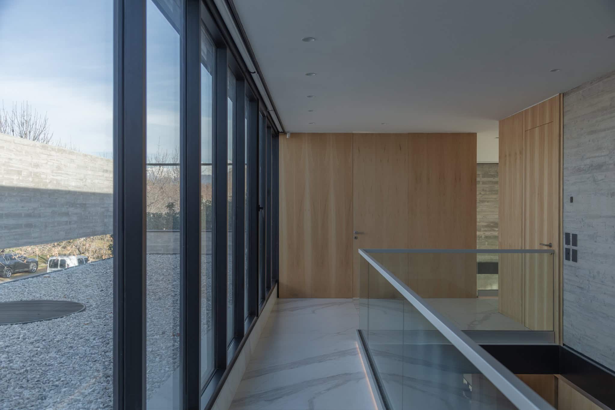 Upstairs Corridor Wood And Glass A4Estudio Casa EE by A4estudio - Upstairs corridor wood and glass a4estudio