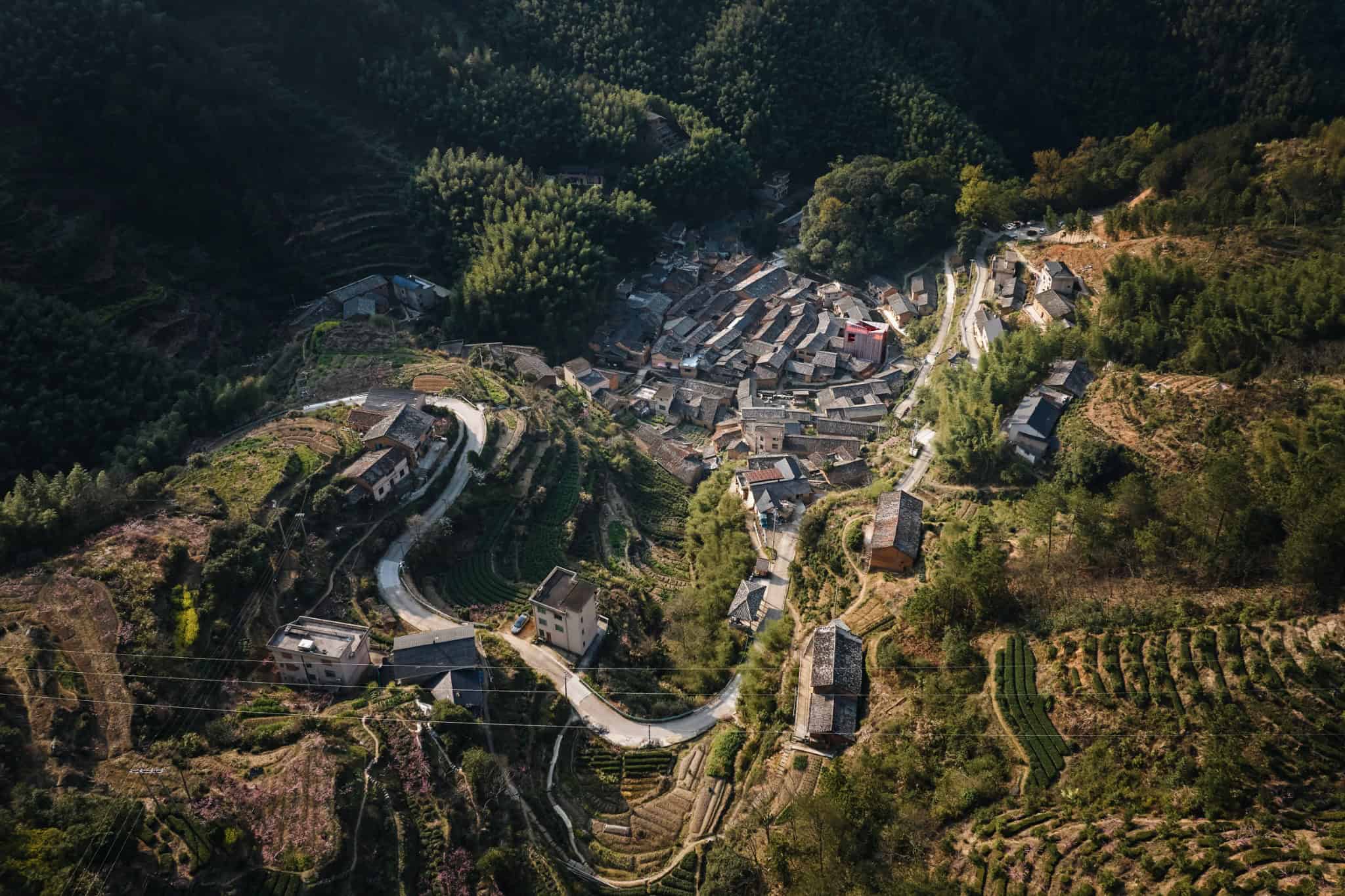 Z Museum in Ancient Chinese Village Aerial view of Z Museum nestled in a 600-year-old Chinese mountain village