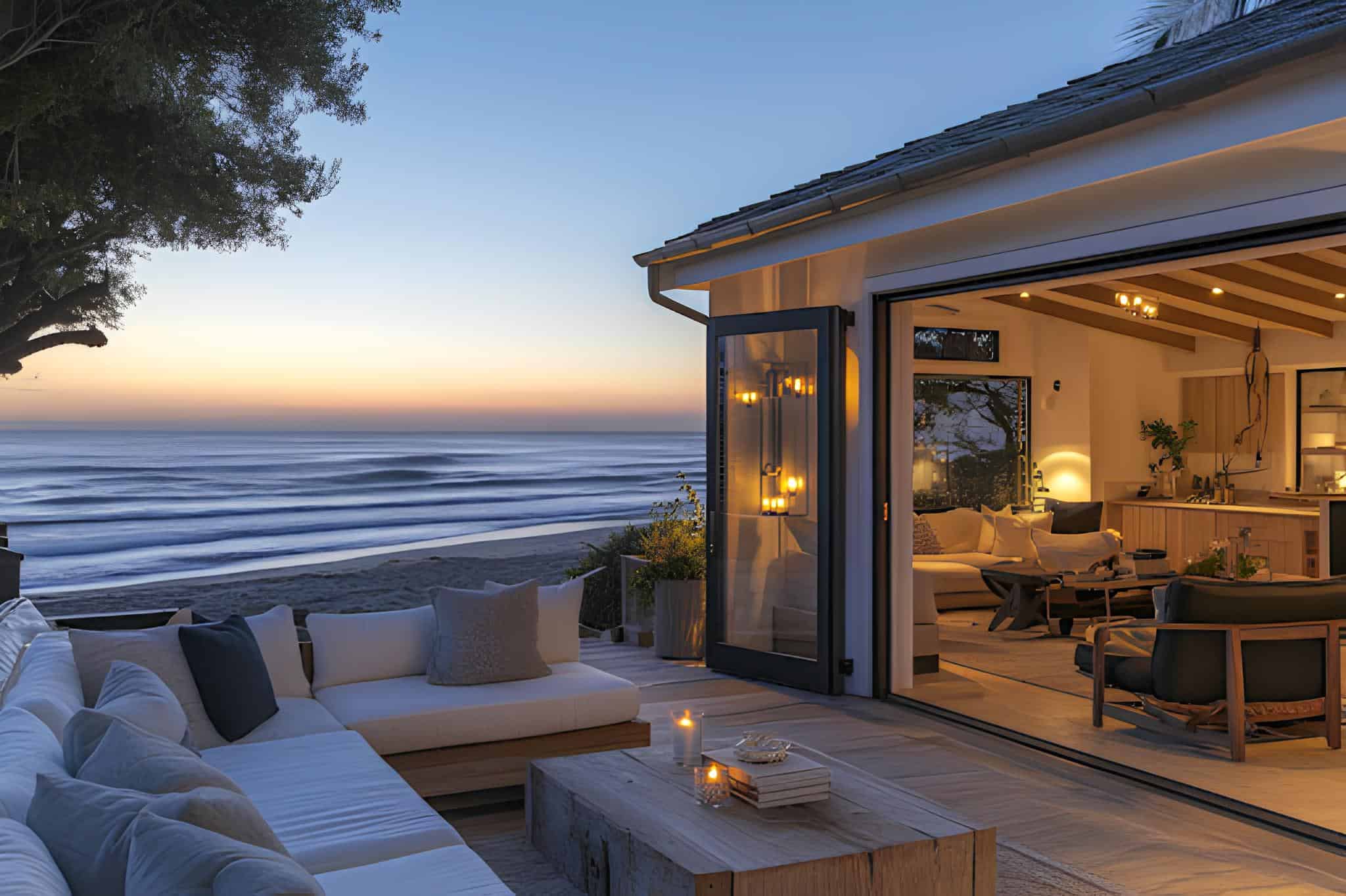 Oceanfront Properties with Open-Plan Living and Sustainable Features An open-plan Malibu oceanfront property