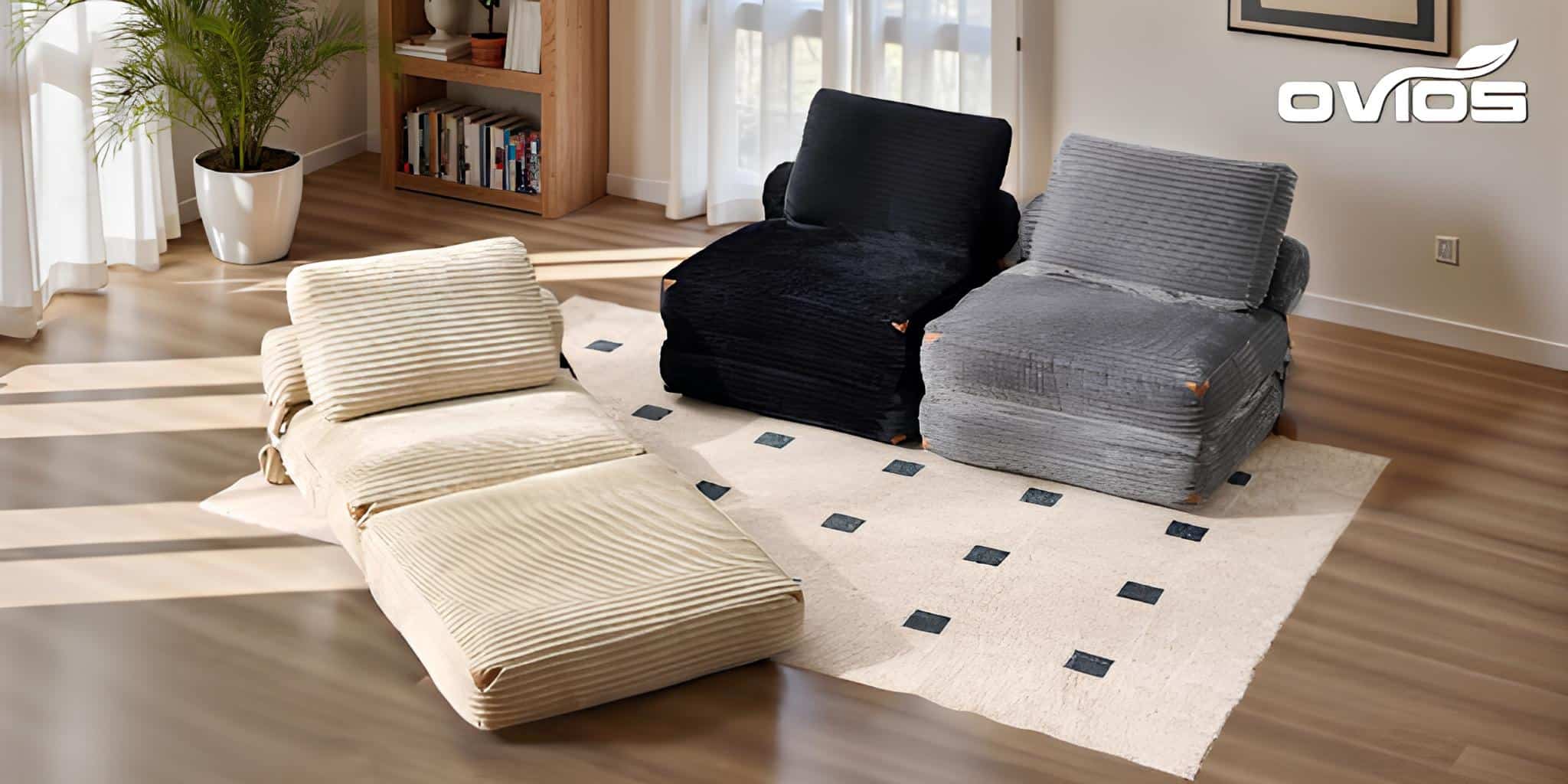 Luxurious modern living room with stylish upholstered chairs and natural lighting, blending contemporary interior design and comfortable furniture for elegant home decor.