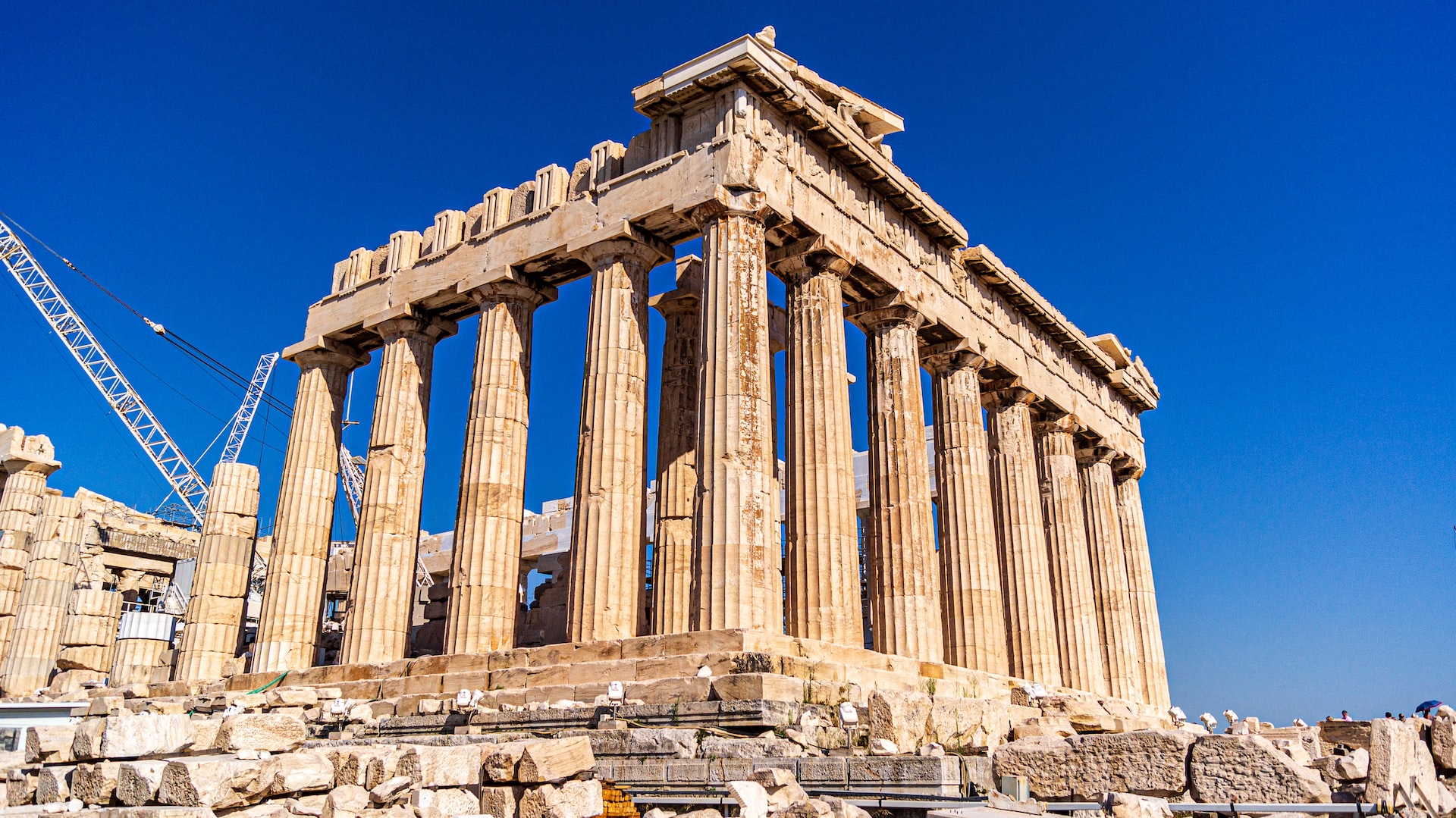 The Acropolis of Athens with the Parthenon and Propylaea temples, perched on its rocky citadel