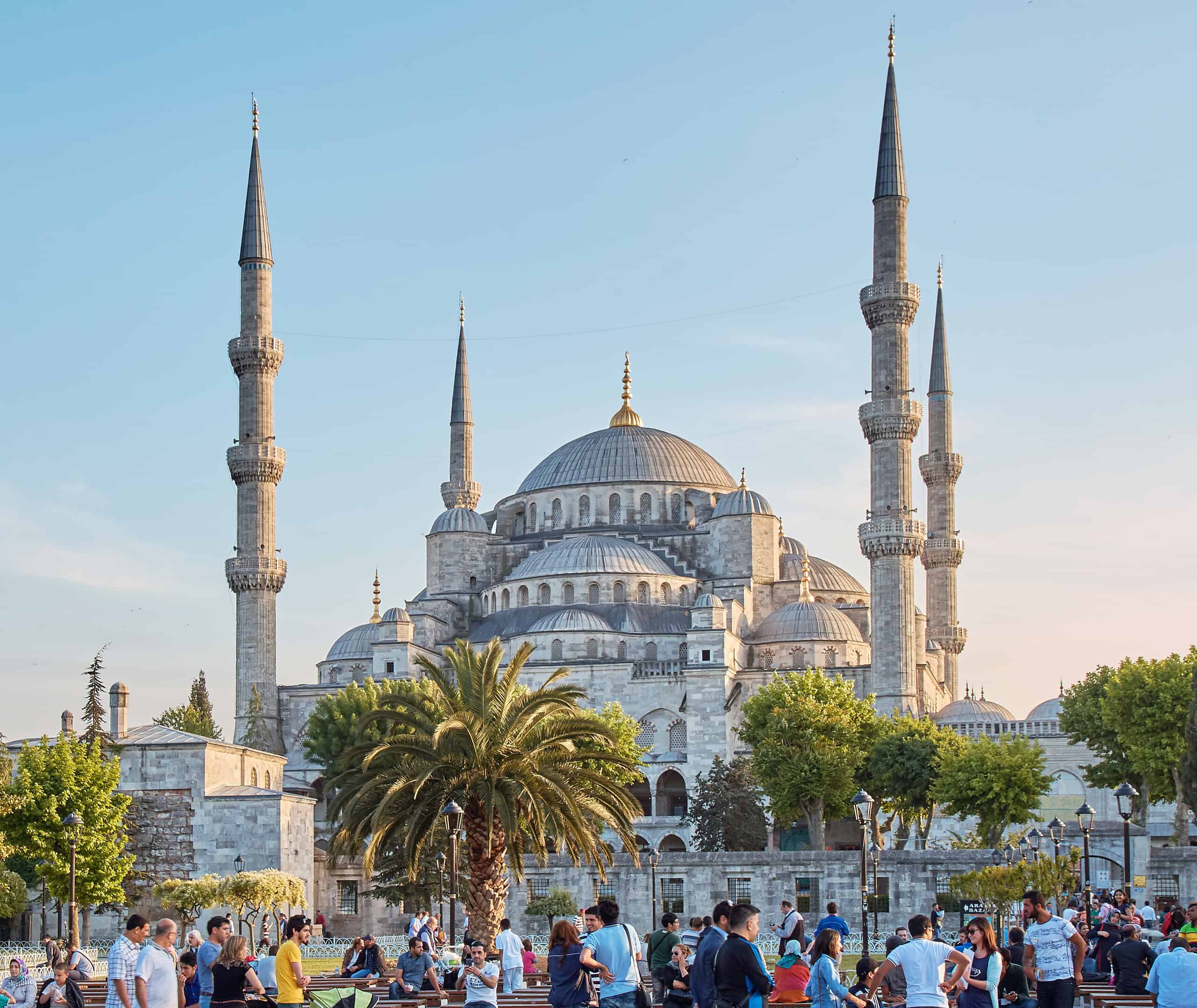 The Blue Mosque (Sultan Ahmed Mosque) in Istanbul with its cascading domes and six minarets