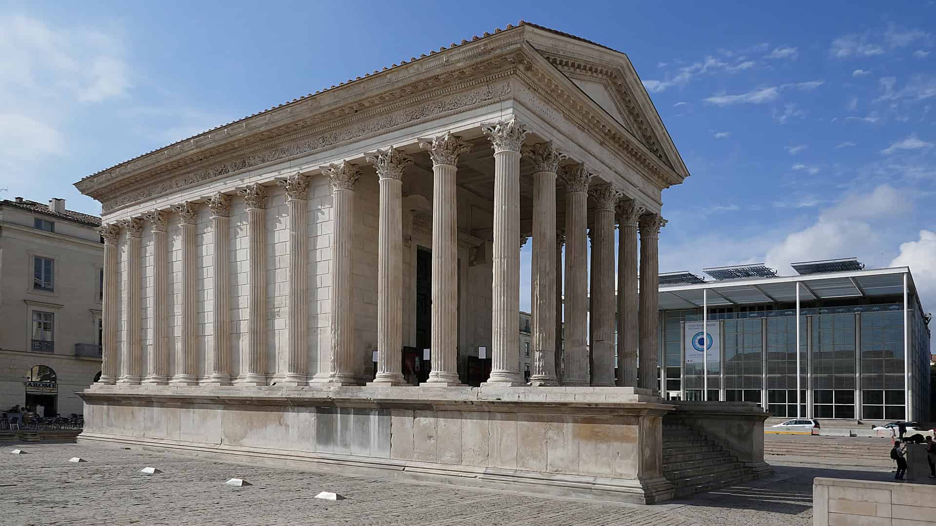 La Maison Carrée in Nîmes, France — well preserved Roman temple with Corinthian columns and portico