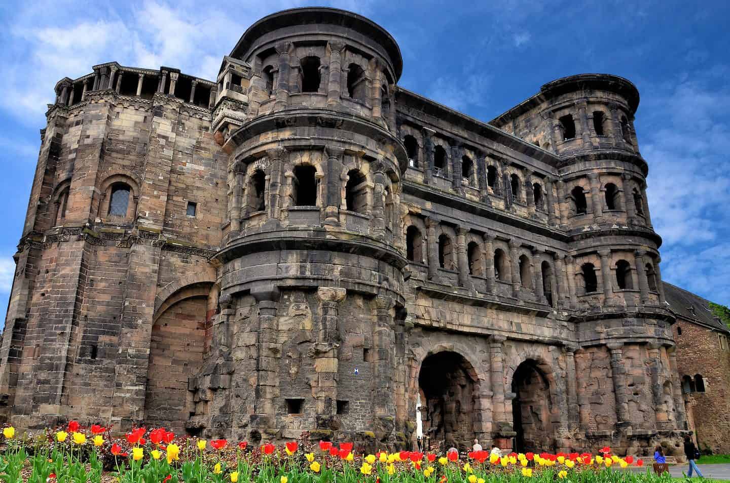 Porta Nigra in Trier, Germany — Roman black gate with towers and arches