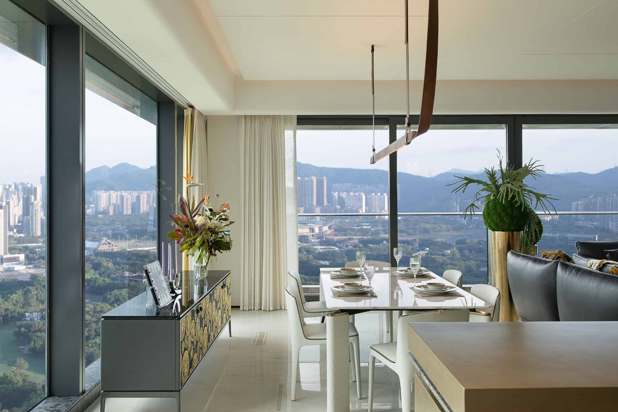 Azure Heights dining area city view by BDSD Boundless Design, Shenzhen, China