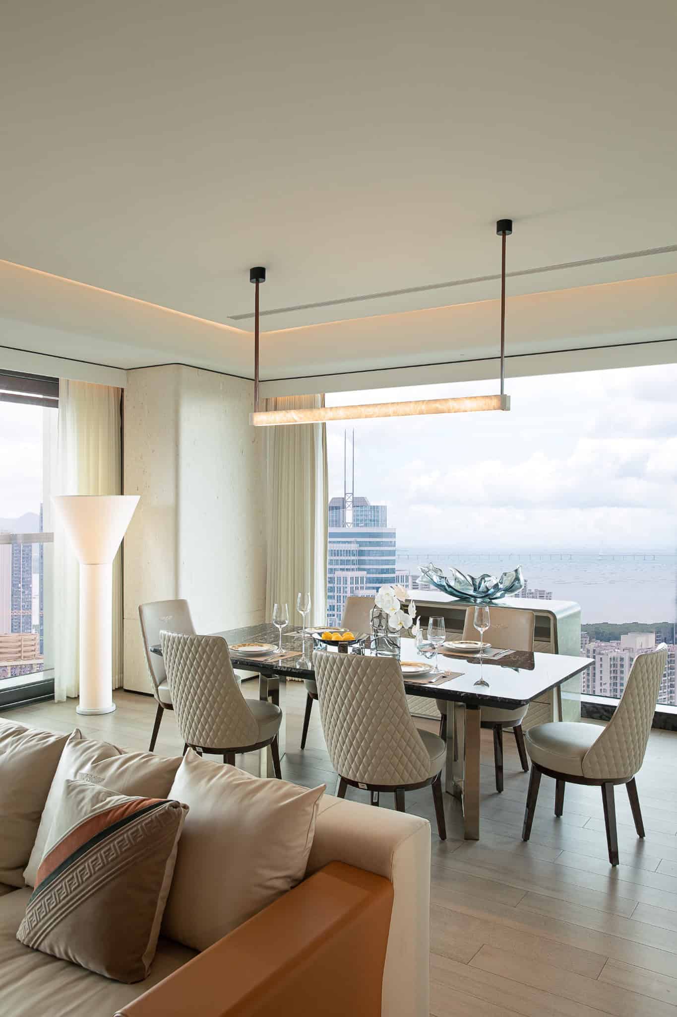 Azure Heights dining area pendant lights by BDSD Boundless Design, Shenzhen, China