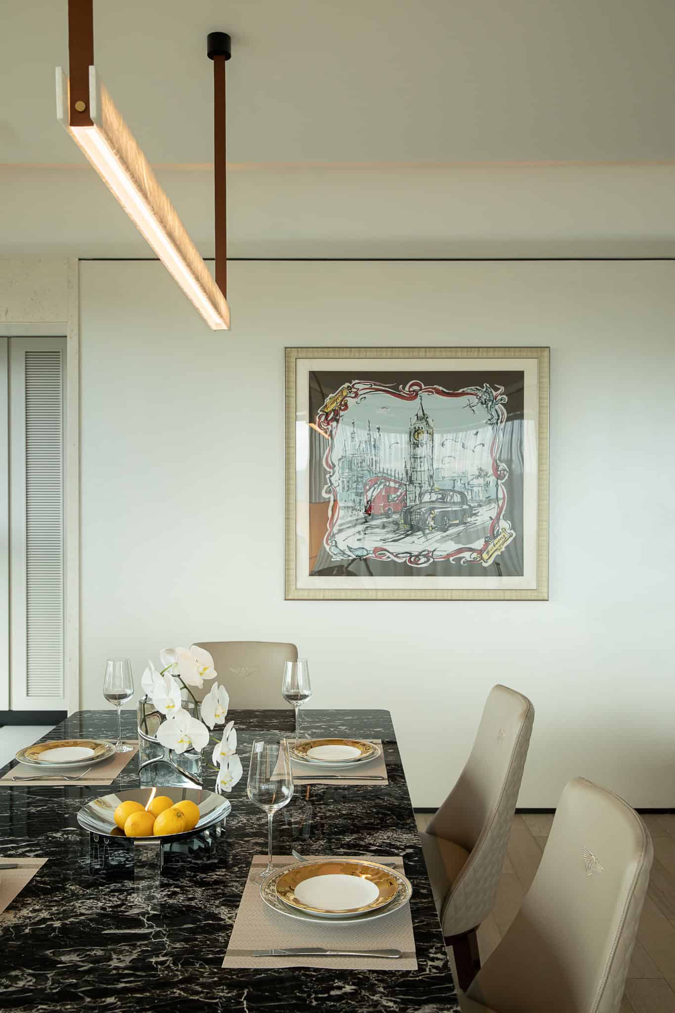 Azure Heights dining table orchids marble by BDSD Boundless Design, Shenzhen, China