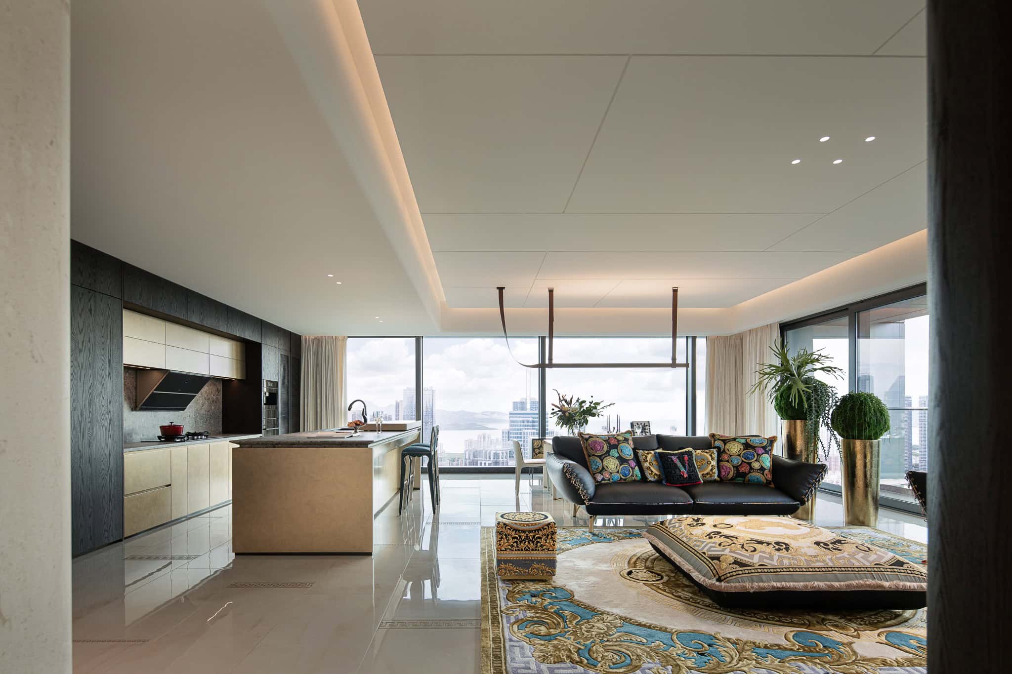 Azure Heights kitchen living daylight view by BDSD Boundless Design, Shenzhen, China