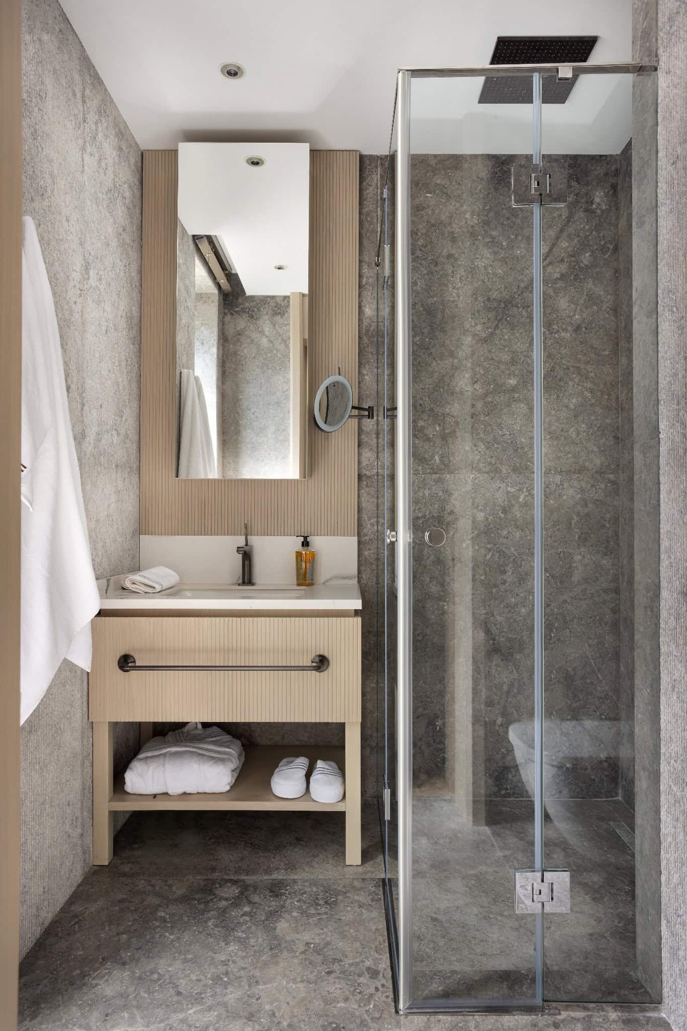 Bodrum M.M House Bathroom Shower Vanity by SCAW – Sibel Cihan Architecture Bodrum M.M House by SCAW – Sibel Cihan Architecture, bathroom shower vanity in Demirbükü Bay, Bodrum, Turkey