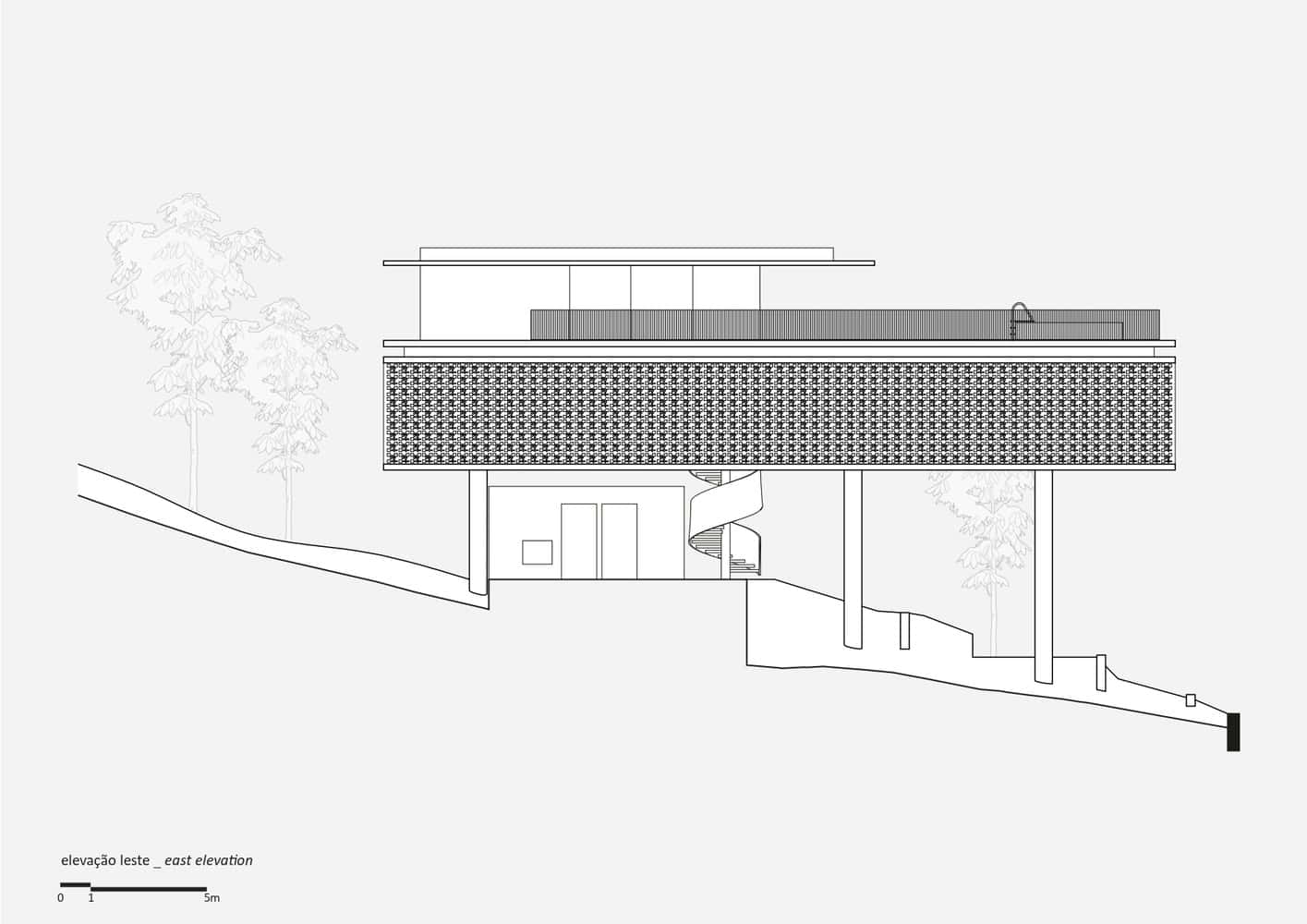 Canopy House East Elevation by Studio MK27 Architectural east elevation of Canopy House by Studio MK27