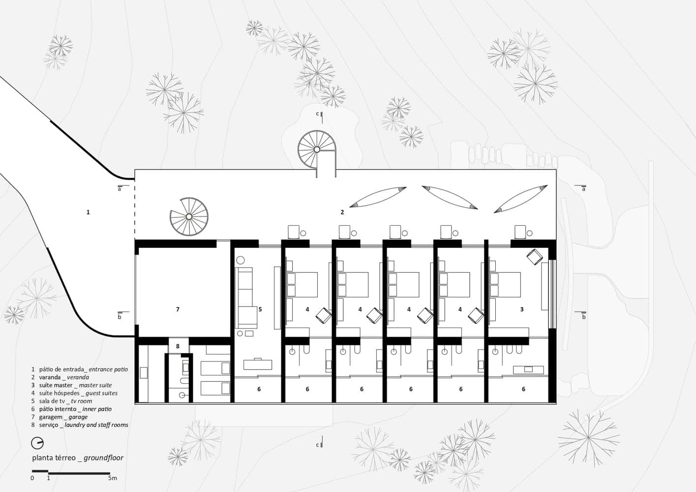 Canopy House Ground Floor Plan by Studio MK27 Architectural ground floor plan of Canopy House by Studio MK27