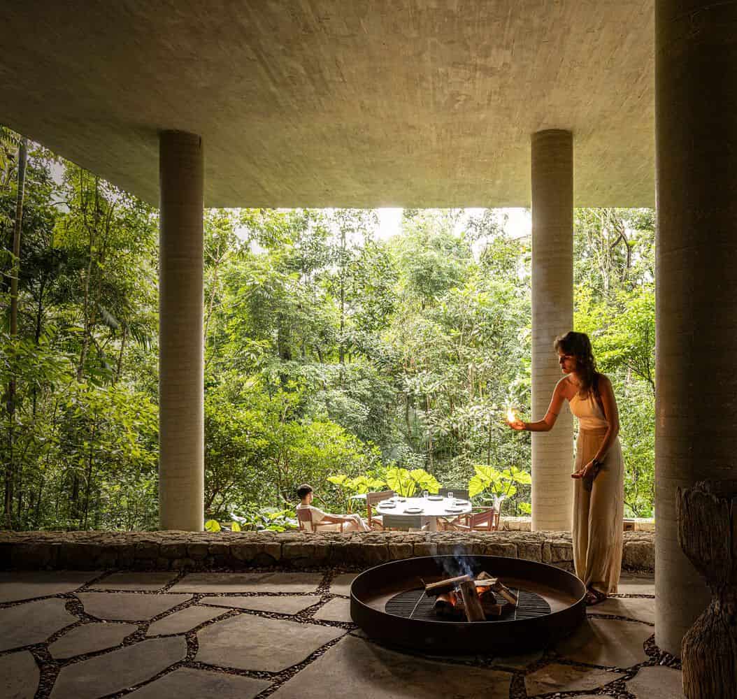 Canopy House Undercroft Fire Pit by Studio MK27 Canopy House by Studio MK27 – undercroft with circular fire pit, Guarujá, Brazil