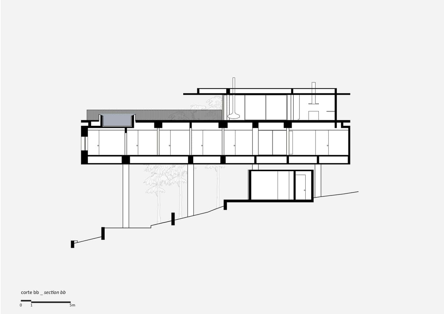 Canopy House Section BB by Studio MK27 Architectural section BB of Canopy House by Studio MK27