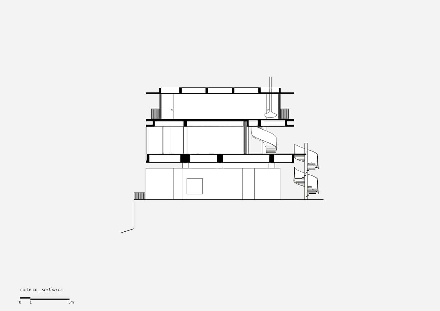 Canopy House Section CC by Studio MK27 Architectural section CC of Canopy House by Studio MK27