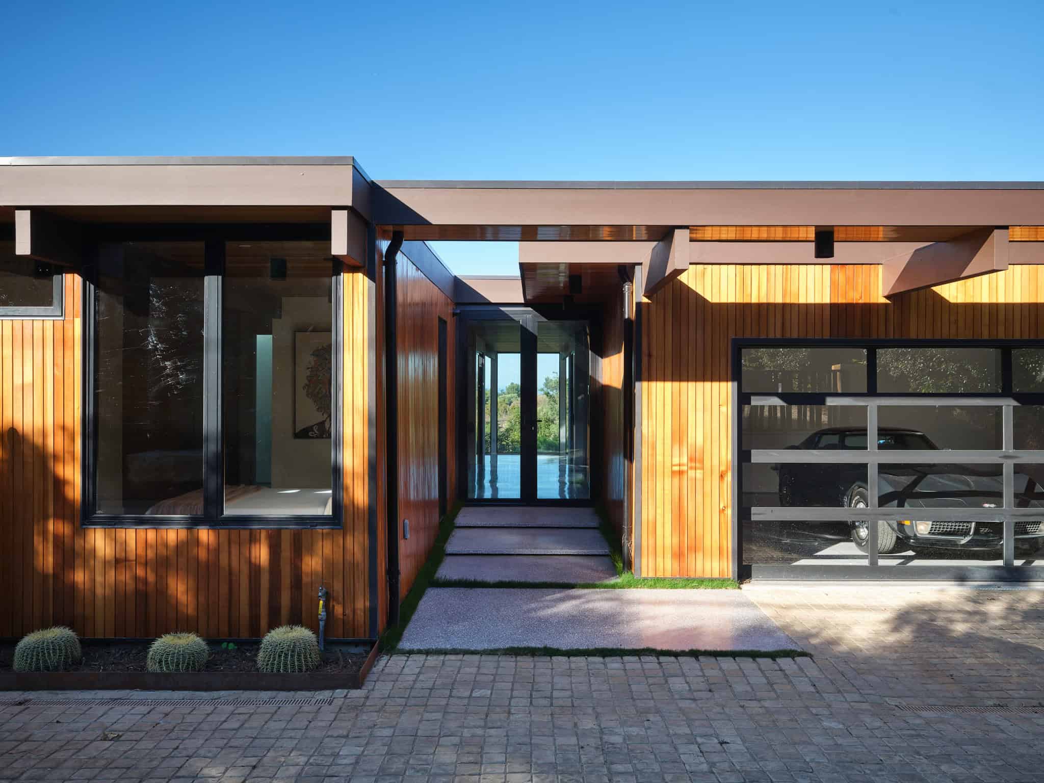 Malibu Glass Box House by Klopf Architecture – breezeway axis detail, Malibu, California