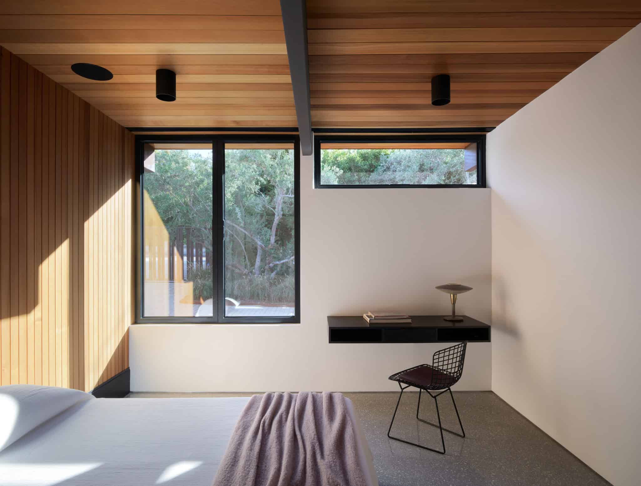 Malibu Glass Box House by Klopf Architecture – guest bedroom desk window, Malibu, California