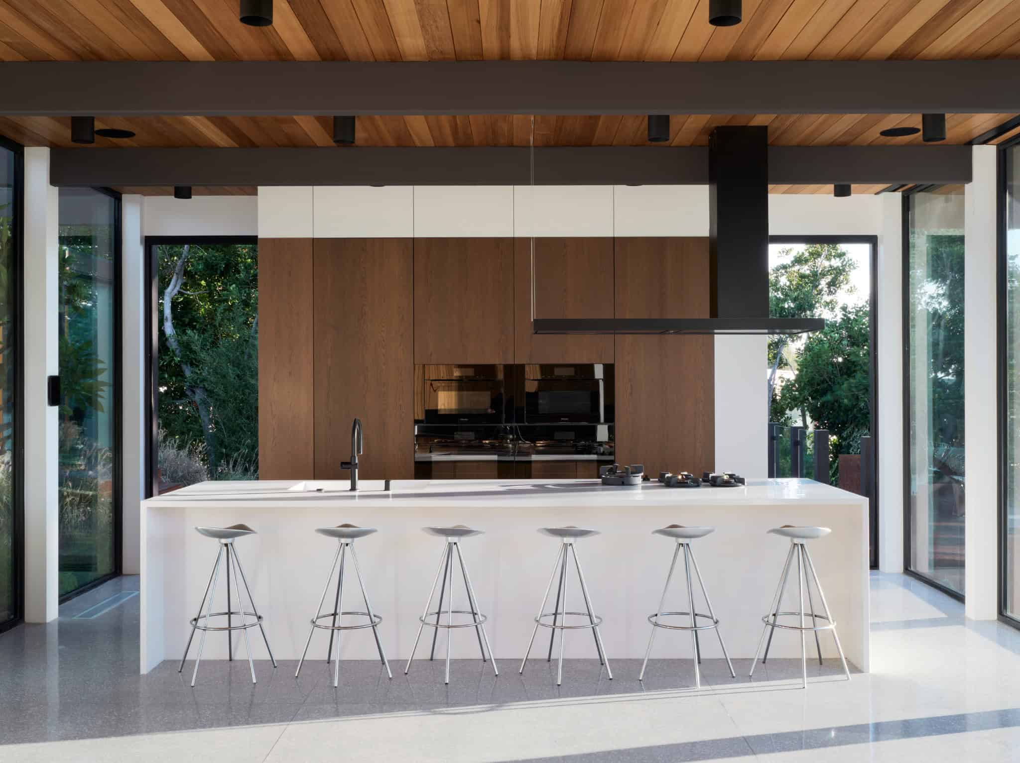 Malibu Glass Box House by Klopf Architecture – kitchen island front, Malibu, California