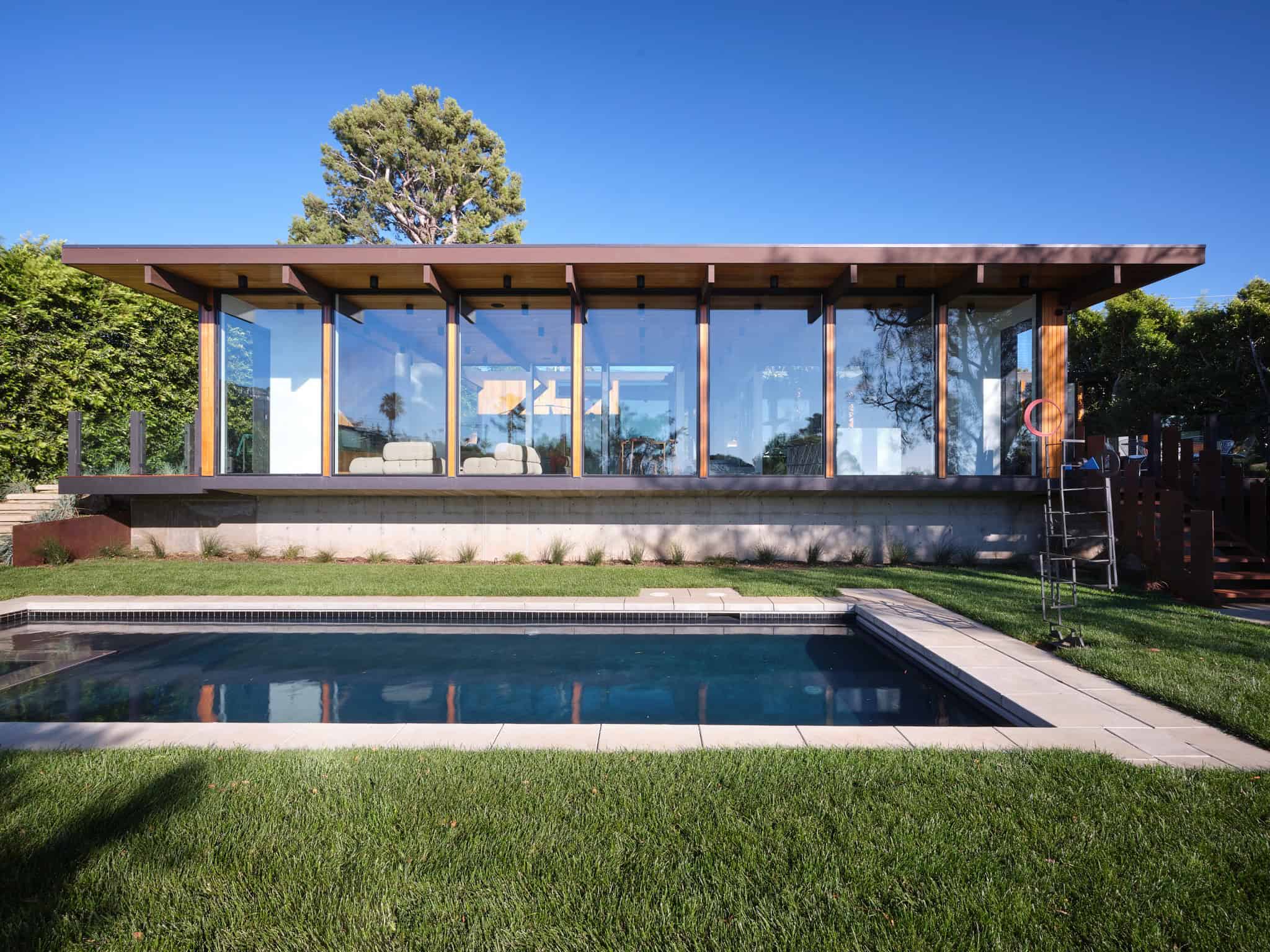 Malibu Glass Box House by Klopf Architecture – pool elevation, Malibu, California