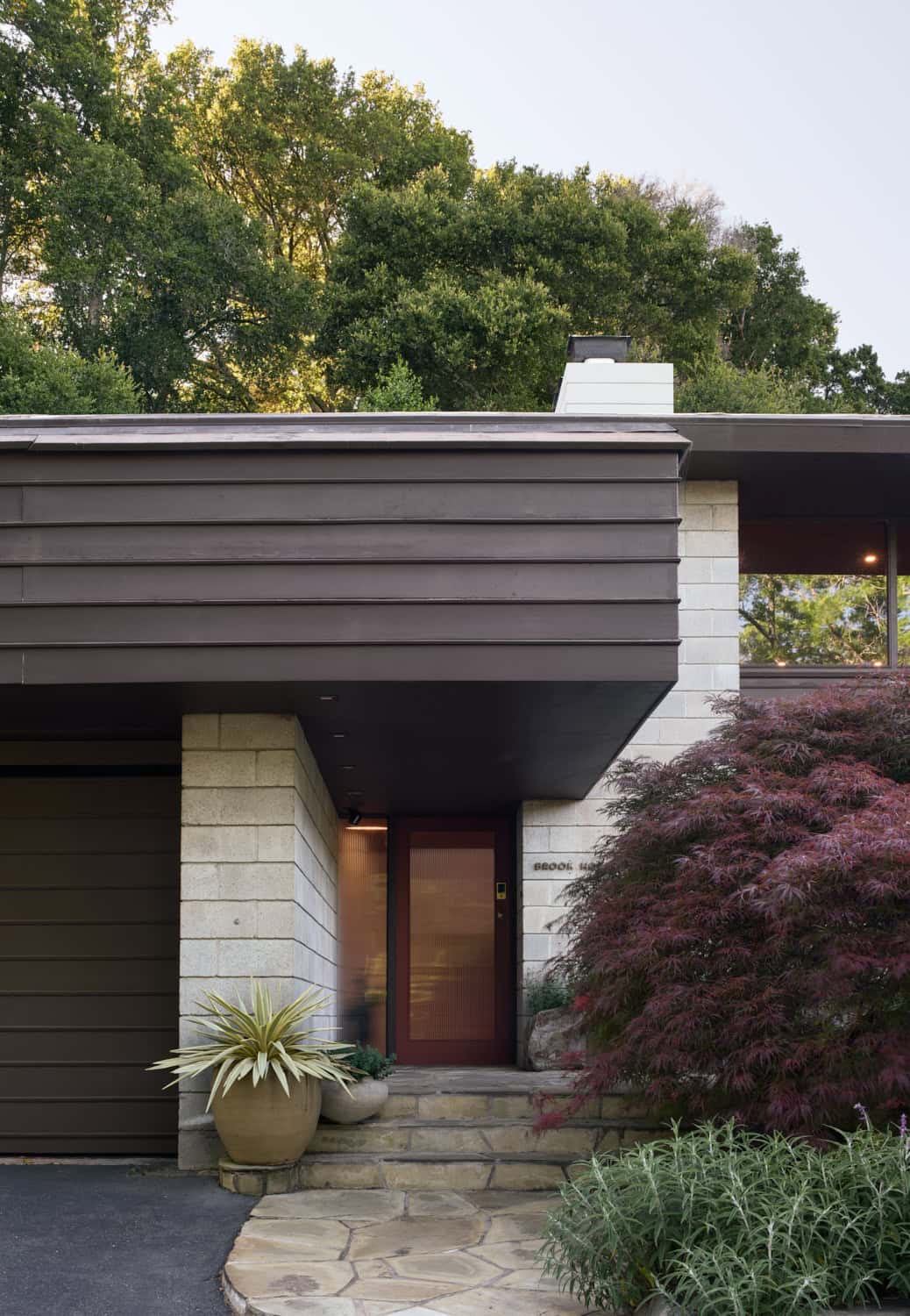 Olof Dahlstrand Mid-Century Remodel – Entry Front Door by Klopf Architecture Olof Dahlstrand Mid-Century Remodel entry front door framed by plants by Klopf Architecture, Orinda, California, USA