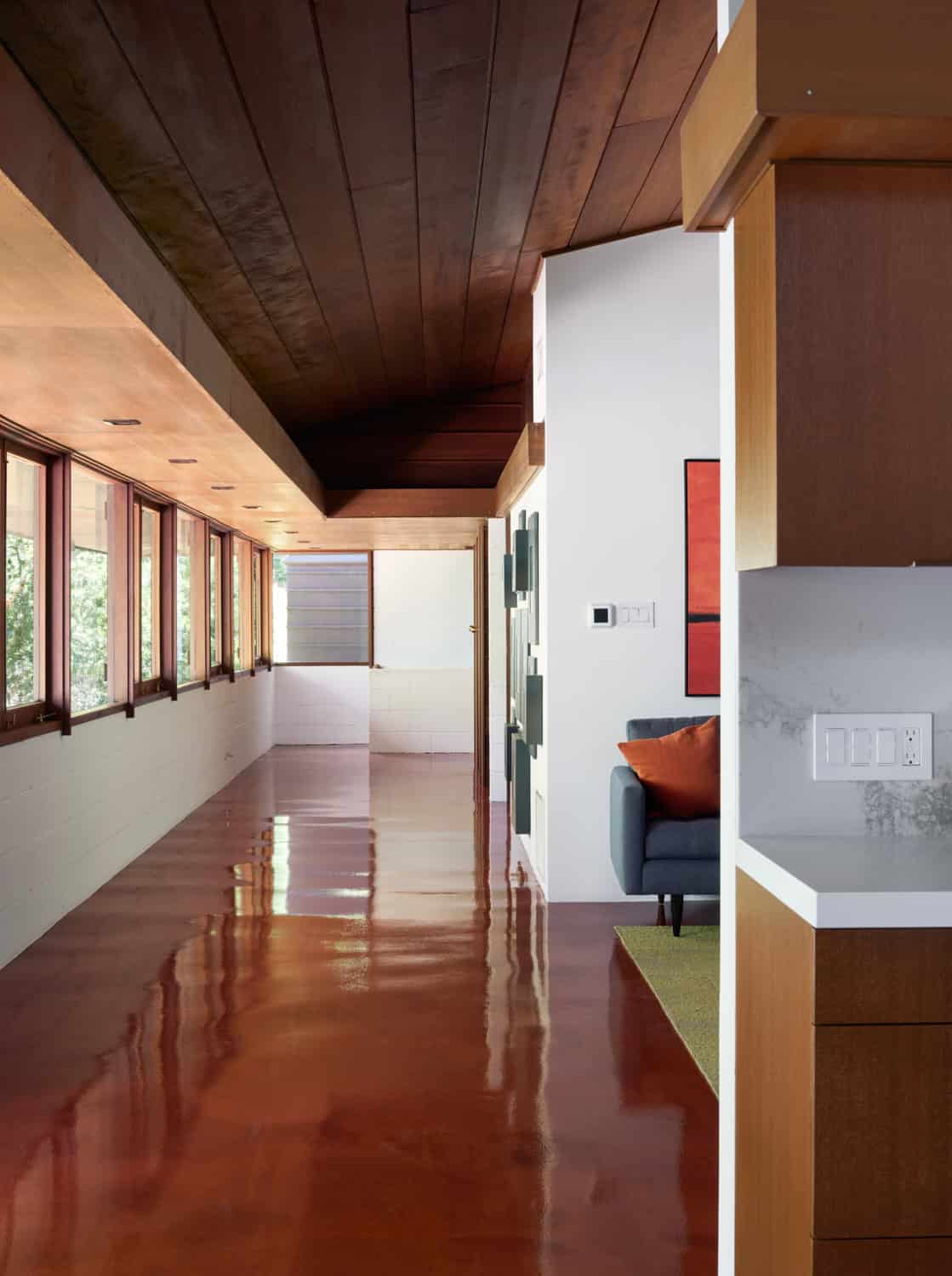 Olof Dahlstrand Mid-Century Remodel – Hallway Ribbon Windows by Klopf Architecture Olof Dahlstrand Mid-Century Remodel hallway with ribbon windows by Klopf Architecture, Orinda, California, USA