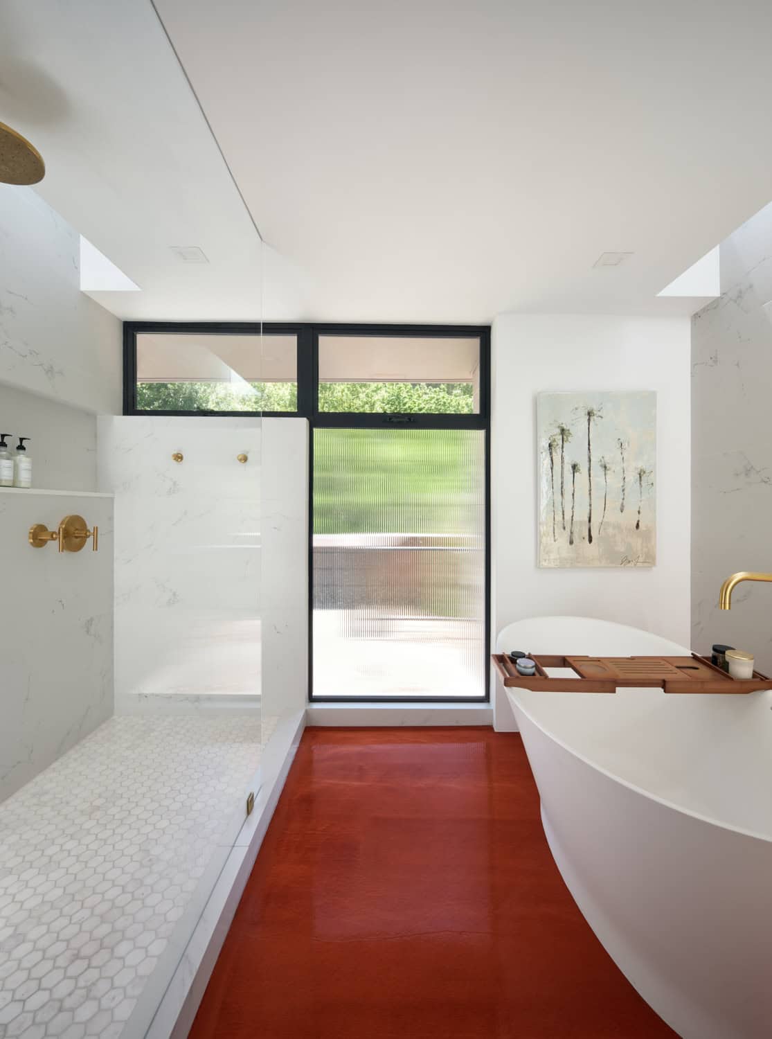 Olof Dahlstrand Mid-Century Remodel – Shower Tub Ribbed Glass Window by Klopf Architecture Olof Dahlstrand Mid-Century Remodel shower and soaking tub by Klopf Architecture with ribbed glass window, Orinda, California, USA