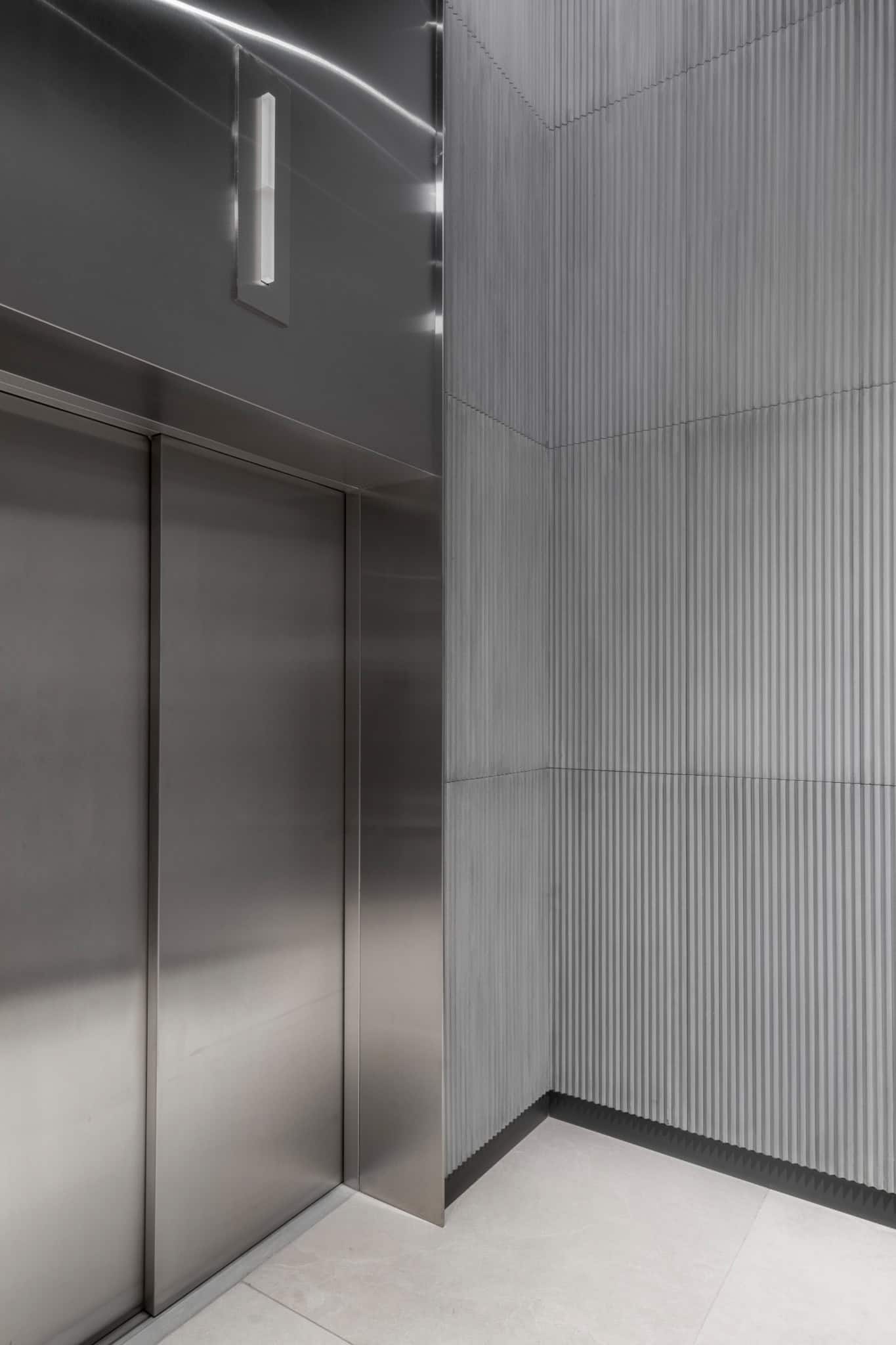 RIVER Elevator Door Detail by VSA.studio RIVER by VSA.studio, stainless steel elevator door detail, Moscow, Russia