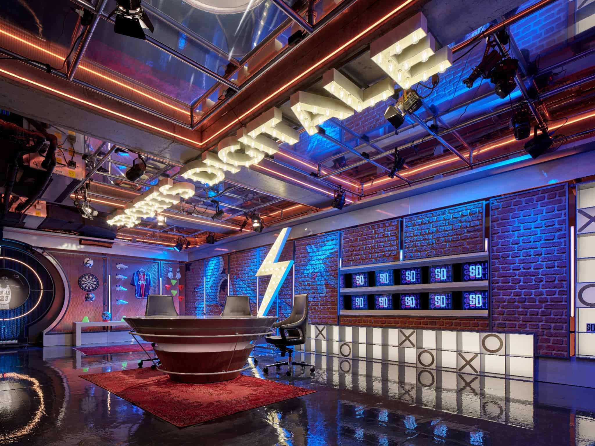 Sports Digitale YouTube Studio by BAB Architects, Istanbul – brick backdrop overview