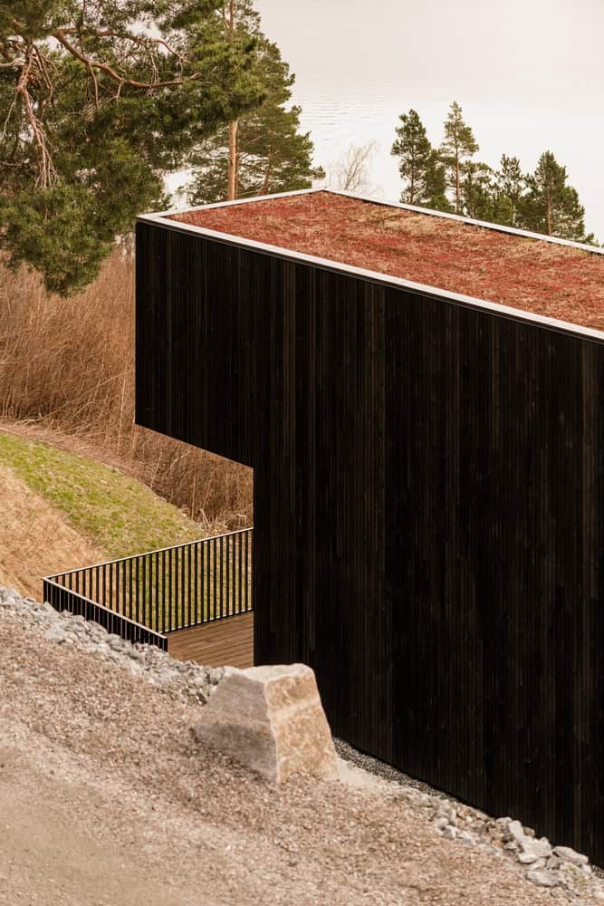 18-07 Holiday Home Green Roof Closeup by OFFICE INAINN 18-07 Holiday Home by OFFICE INAINN, sedum green roof detail in coastal Norway