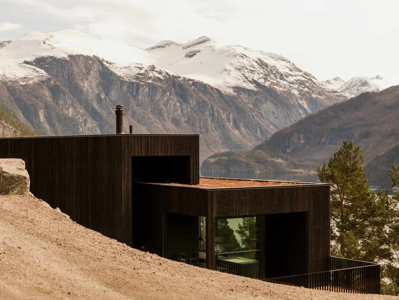 18-07 Holiday Home Lakefront Elevation by OFFICE INAINN 18-07 Holiday Home by OFFICE INAINN, lakefront elevation in coastal Norway