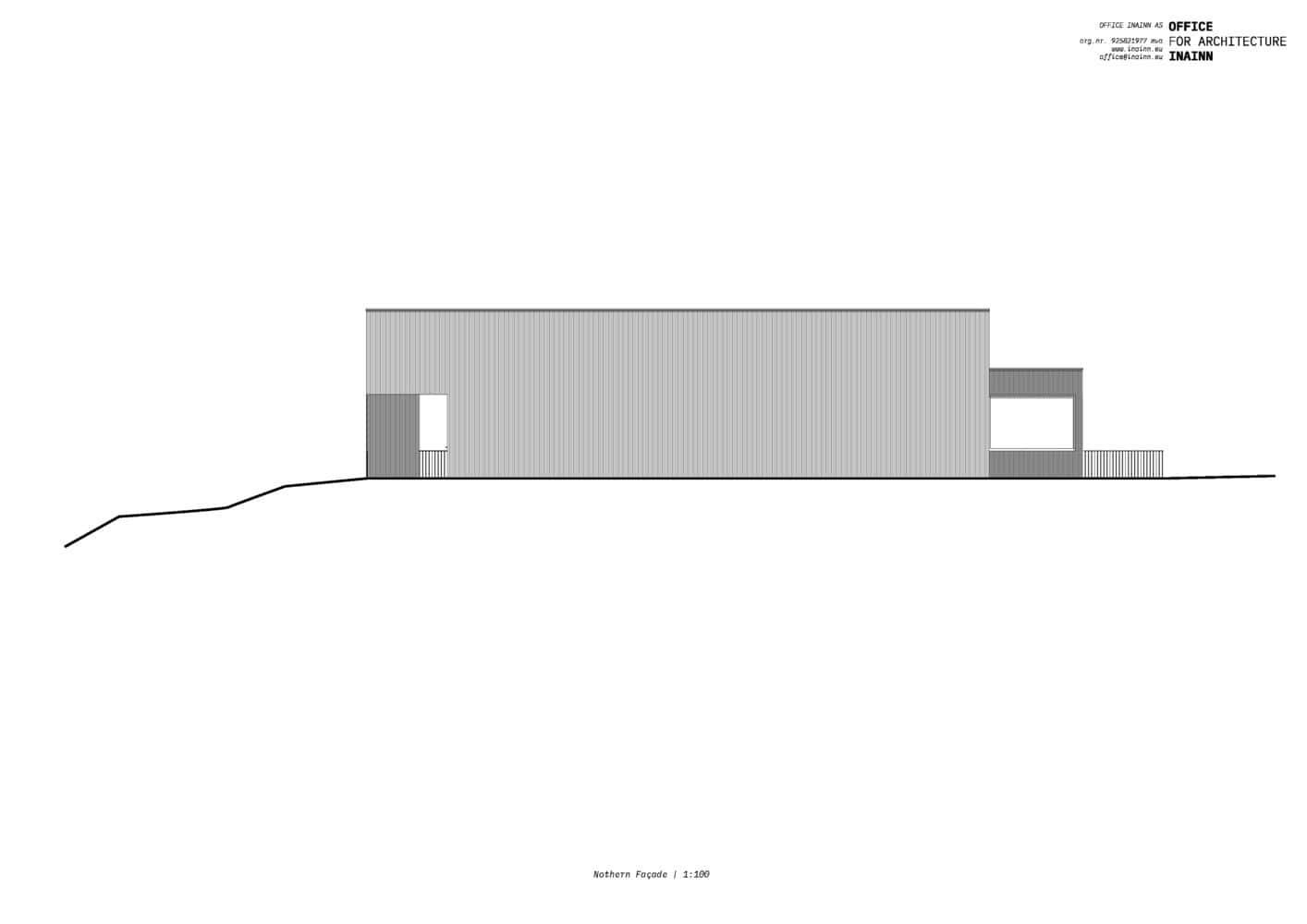 18-07 Holiday Home Northern Facade by OFFICE INAINN Northern facade of 18-07 Holiday Home by OFFICE INAINN with vertical cladding lines